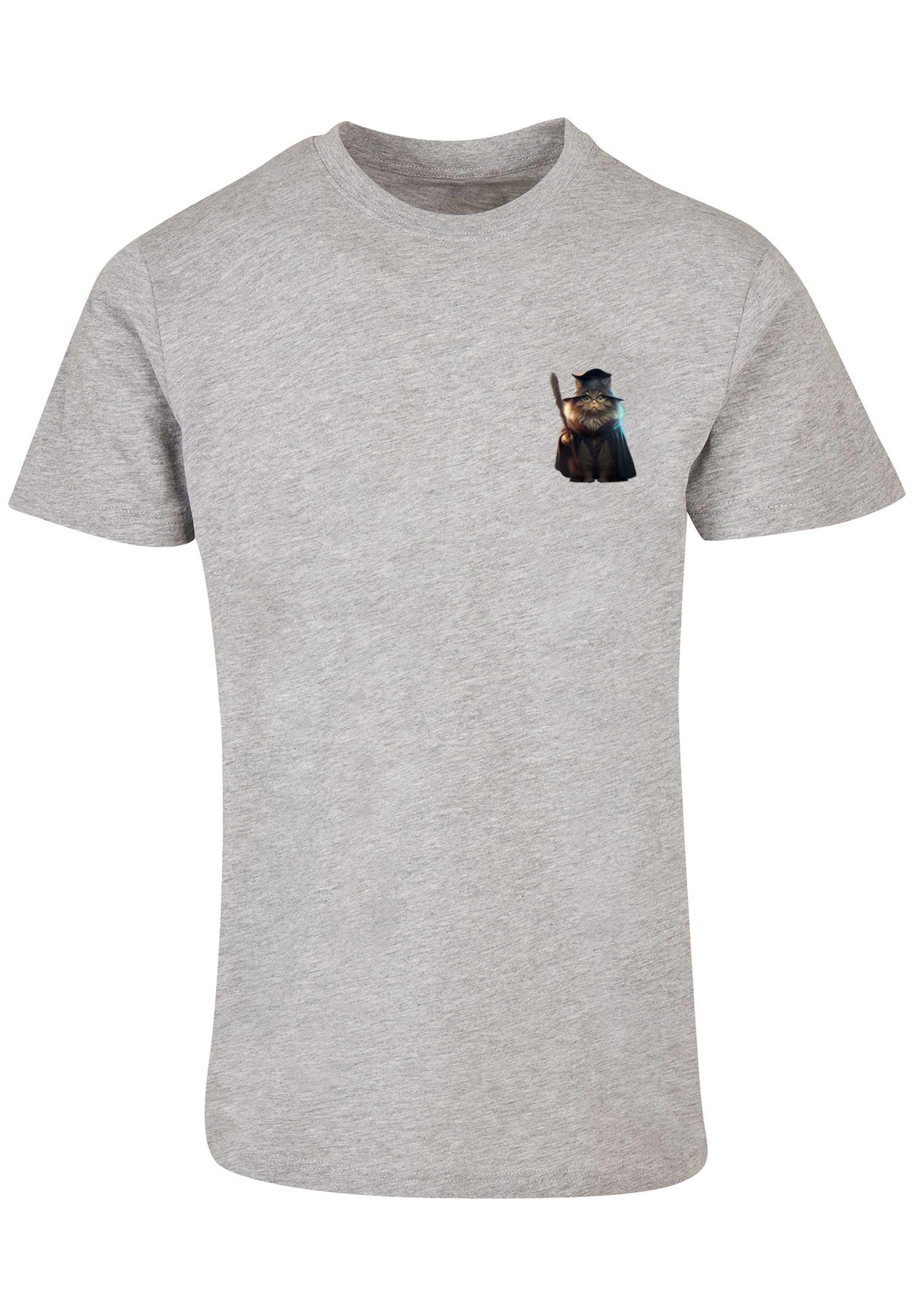 T-Shirt heather Print grey F4NT4STIC UNISEX TEE Cat Wizard