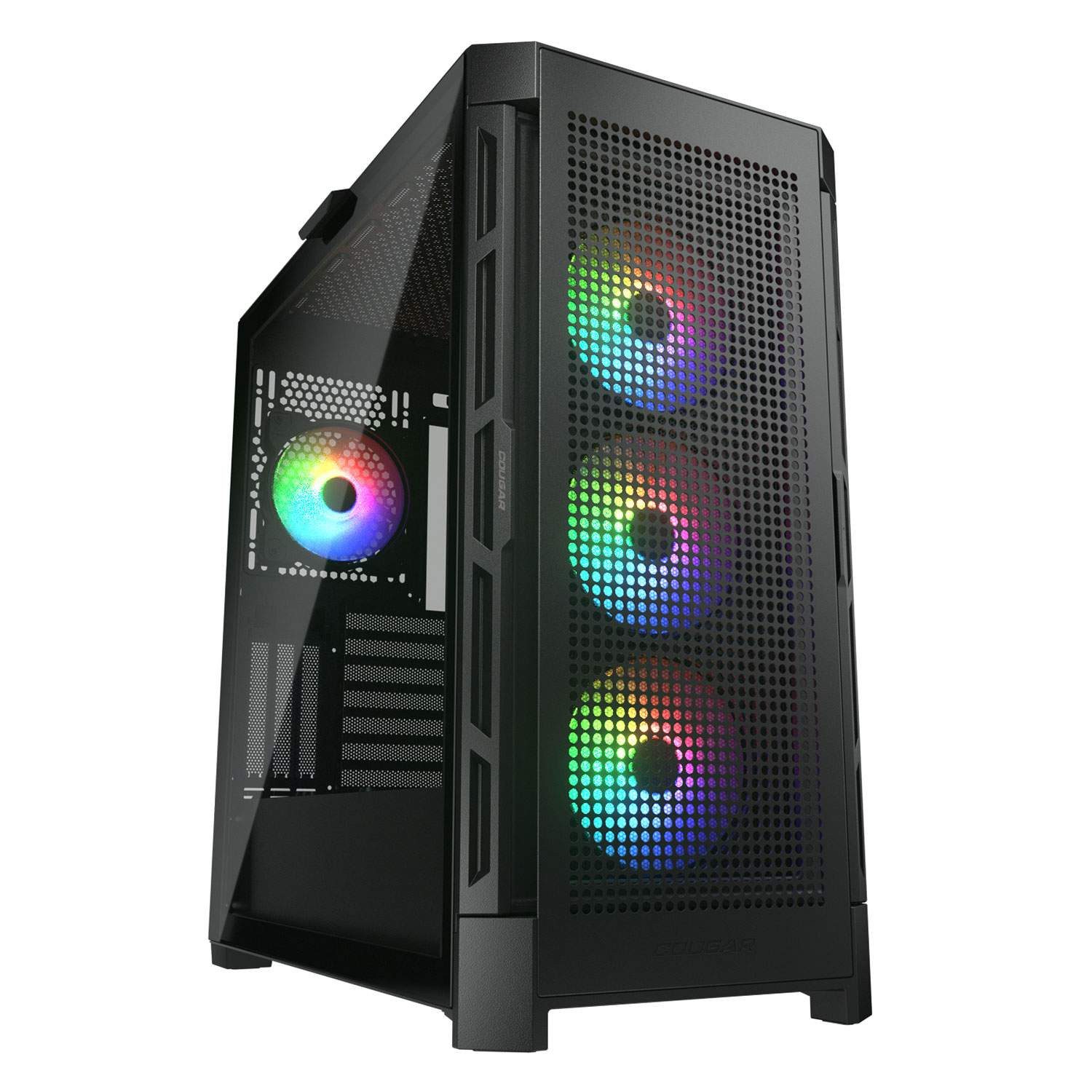 Cougar Gaming-Gehäuse DuoFace Pro, Midi-Tower ARGB, 1x USB Type-C, 2x USB-A 3.0, ATX, ATX, 4 Lüfter vormontiert; Netzteil GR 1000 80+ Gold vorinstalliert