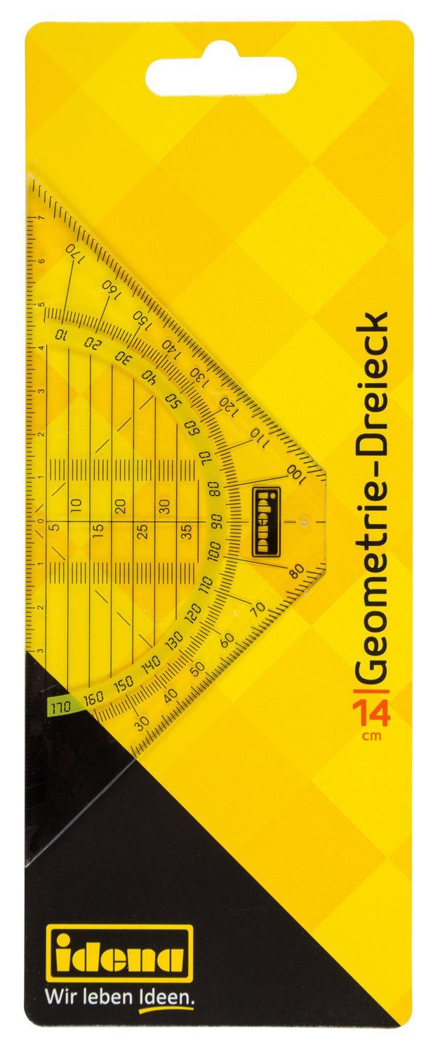 Idena Geodreieck Idena 602035 - Geometrie-Dreieck aus Kunststoff mit Lineal und Winkelm