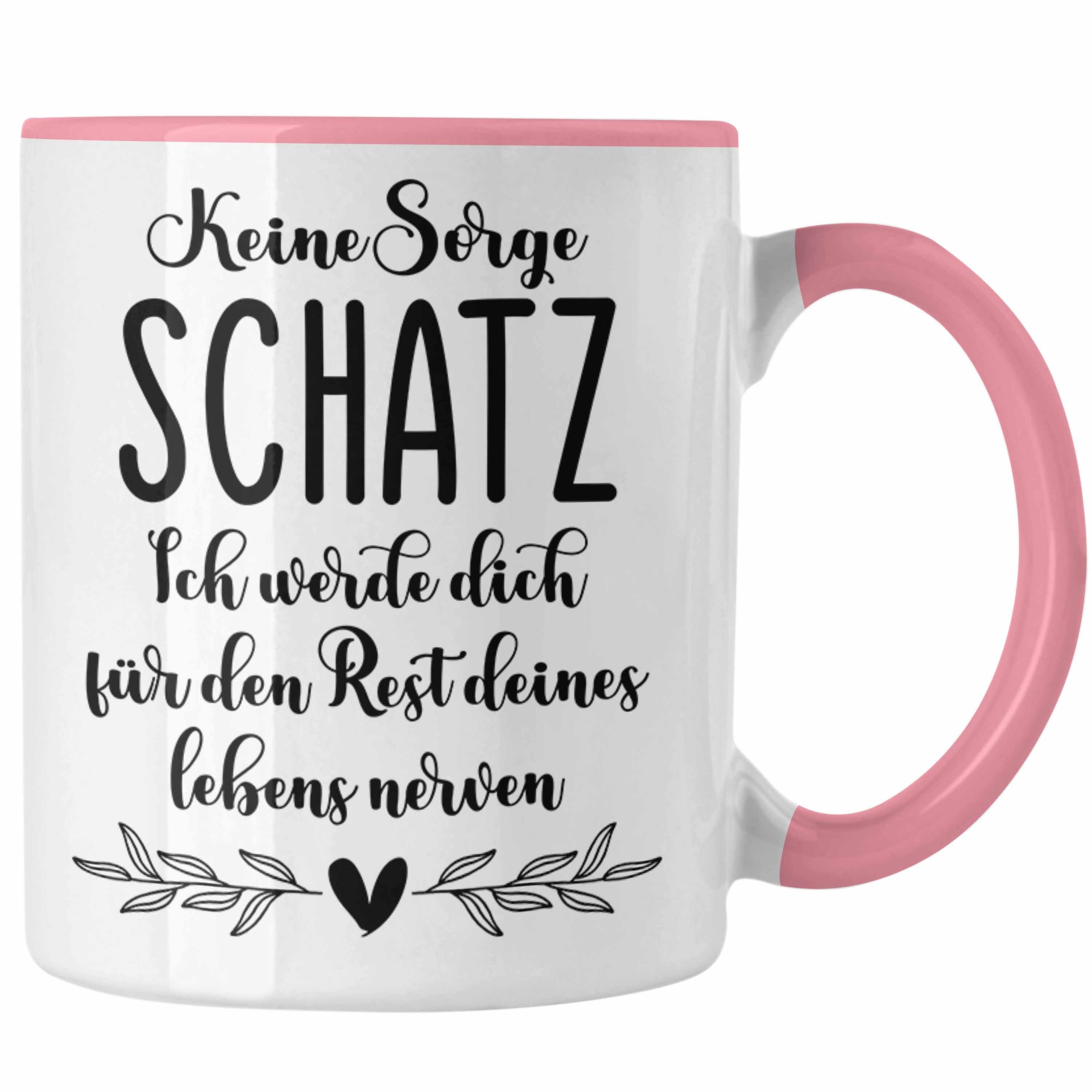 Trendation Tasse Trendation - Tasse für Freundin Partner Geschenk Liebe Schatz Ich Liebe Dich Valentinstag Valentinstagsgeschenk Rosa