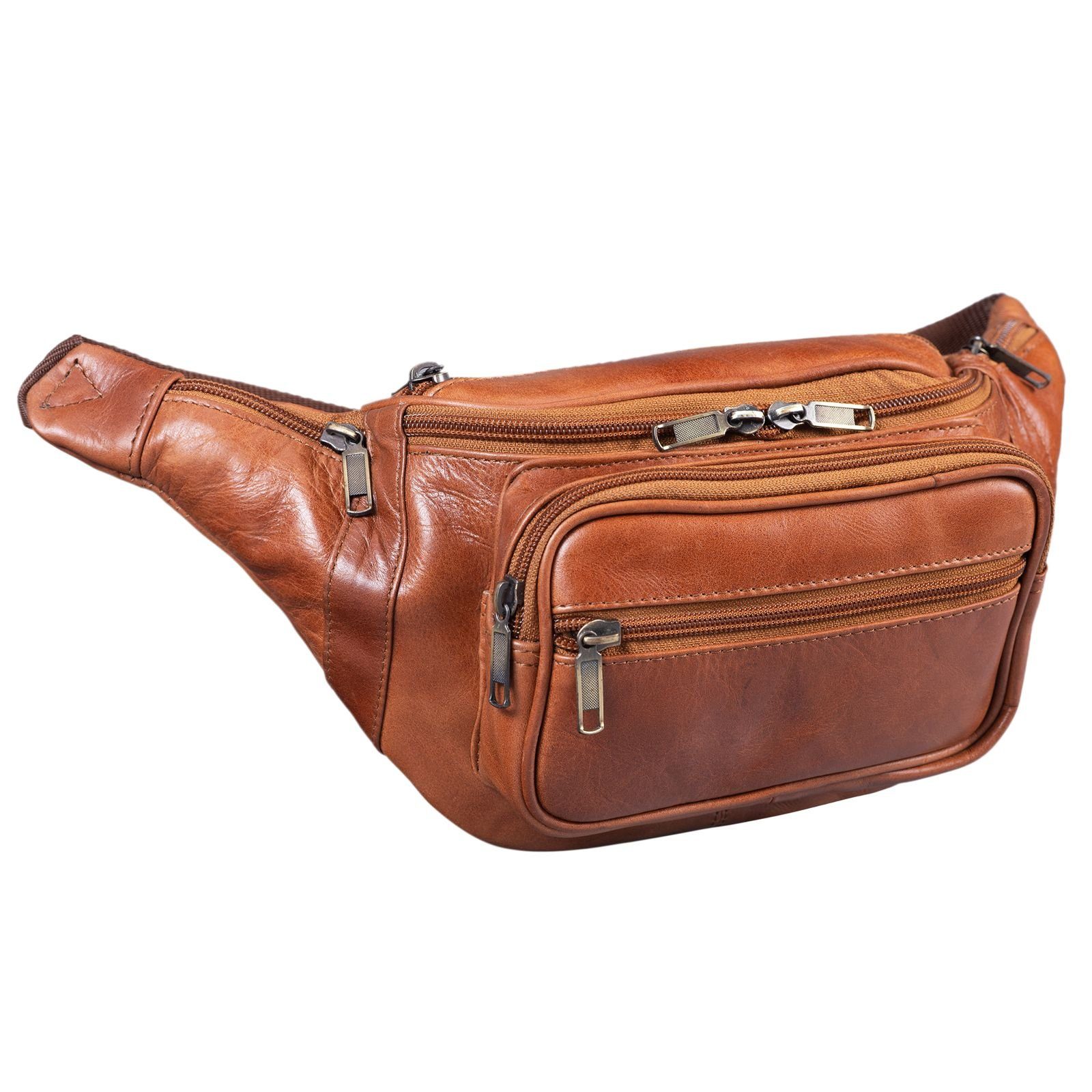 STILORD Gürteltasche Bauchtasche "Maverick" Gürteltasche Weiches Leder cognac - glänzend