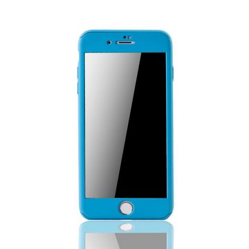 König Design Handyhülle Apple iPhone 8 Plus, Apple iPhone 8 Plus Handyhülle 360 Grad Schutz Full Cover Blau