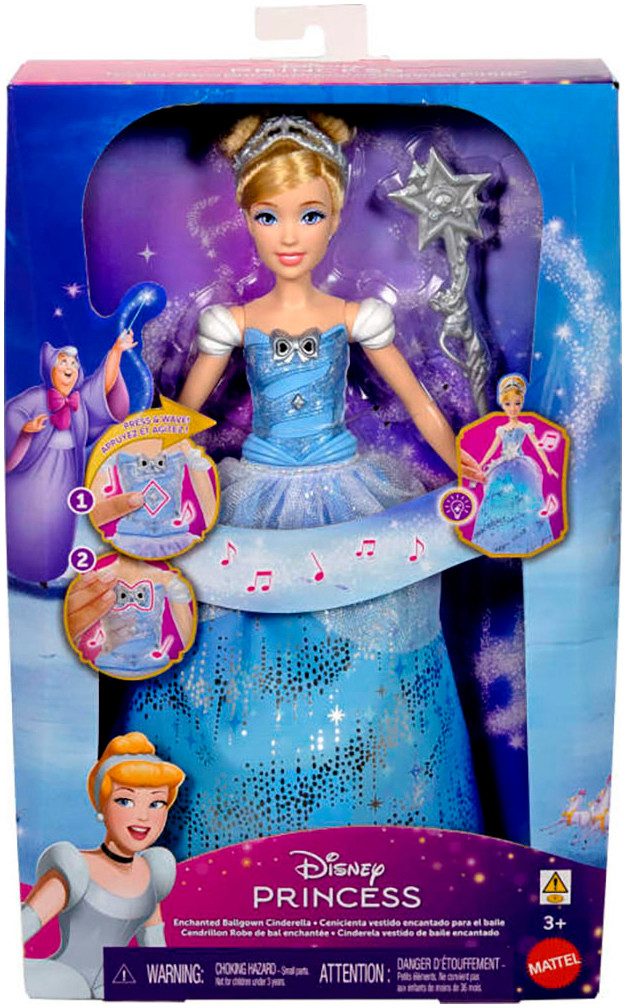 Mattel® Disney Princess Dress-Up Doll, Cinderella Doll in Enchanting Ball Gown, with Sound