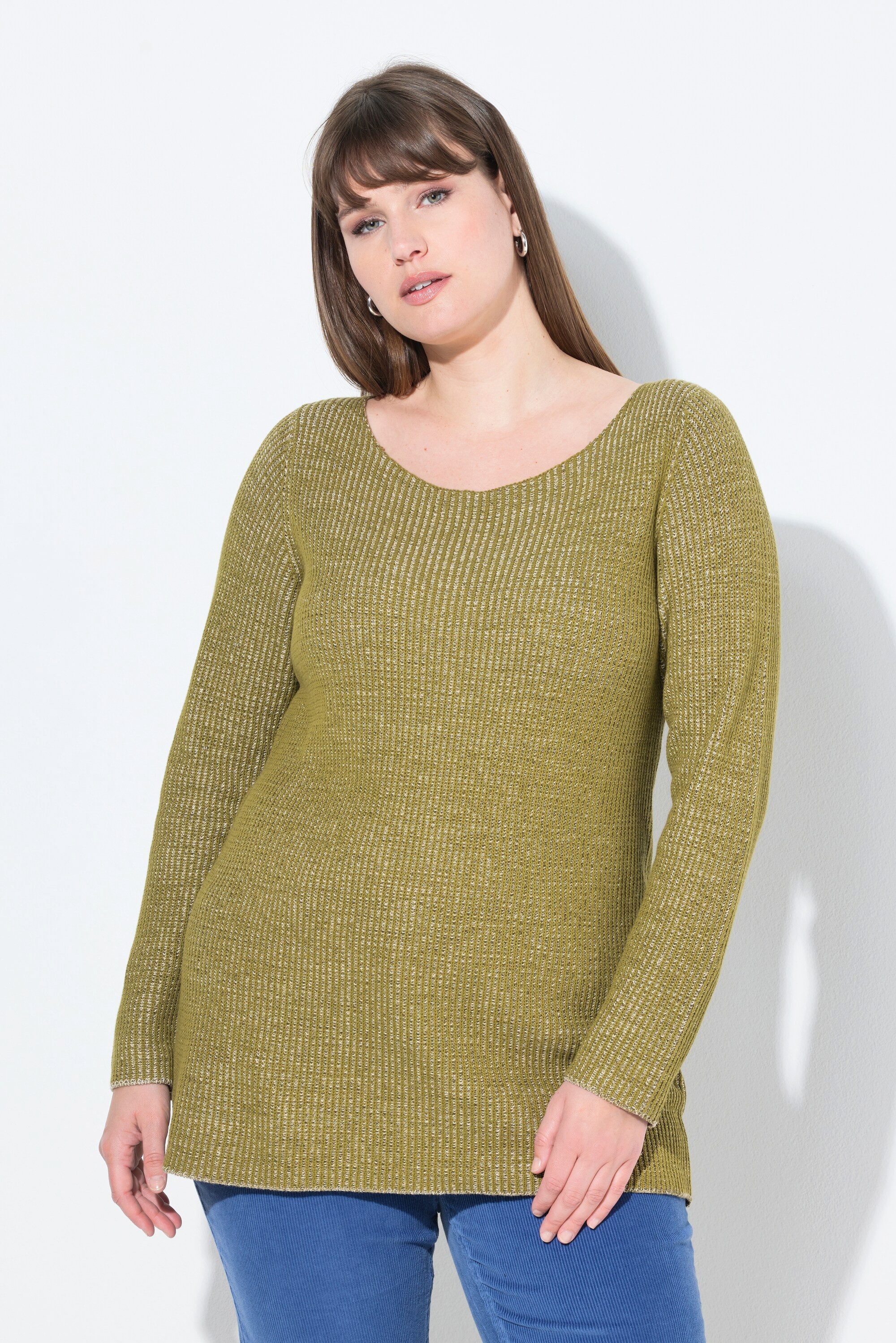 Strickpullover Pullover U-Boot-Ausschnitt Langarm Biobaumwolle