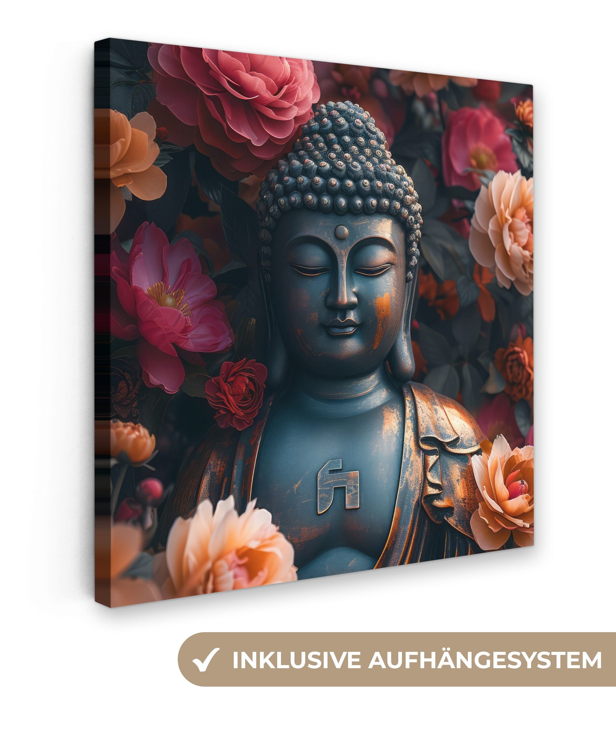 OneMillionCanvasses® Leinwandbild Buddha - Blumen - Bild - Kunst, Fotodruck günstig online kaufen