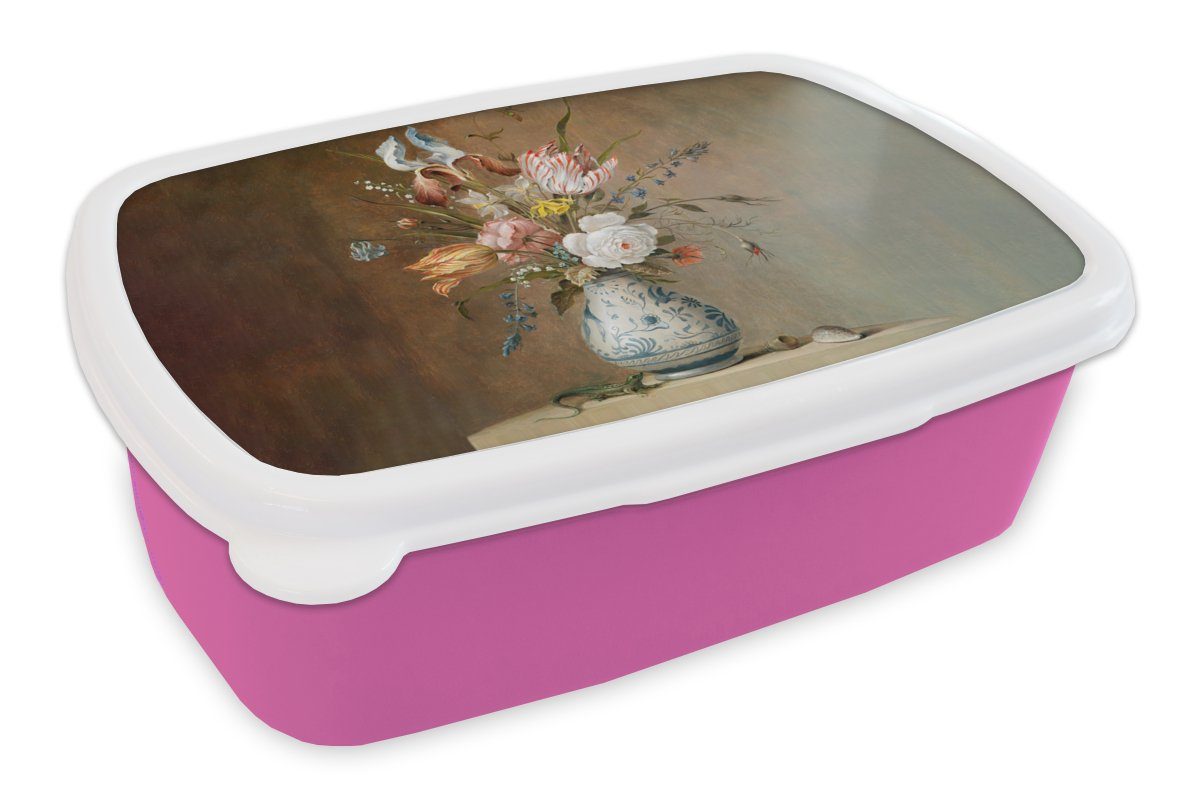 Blumen Lunchbox Balthasar (2-tlg), Alte Brotdose rosa Brotbox - Kunststoff, für van MuchoWow Kinder, Kunststoff Ast, Mädchen, Meister - der Erwachsene, Snackbox,