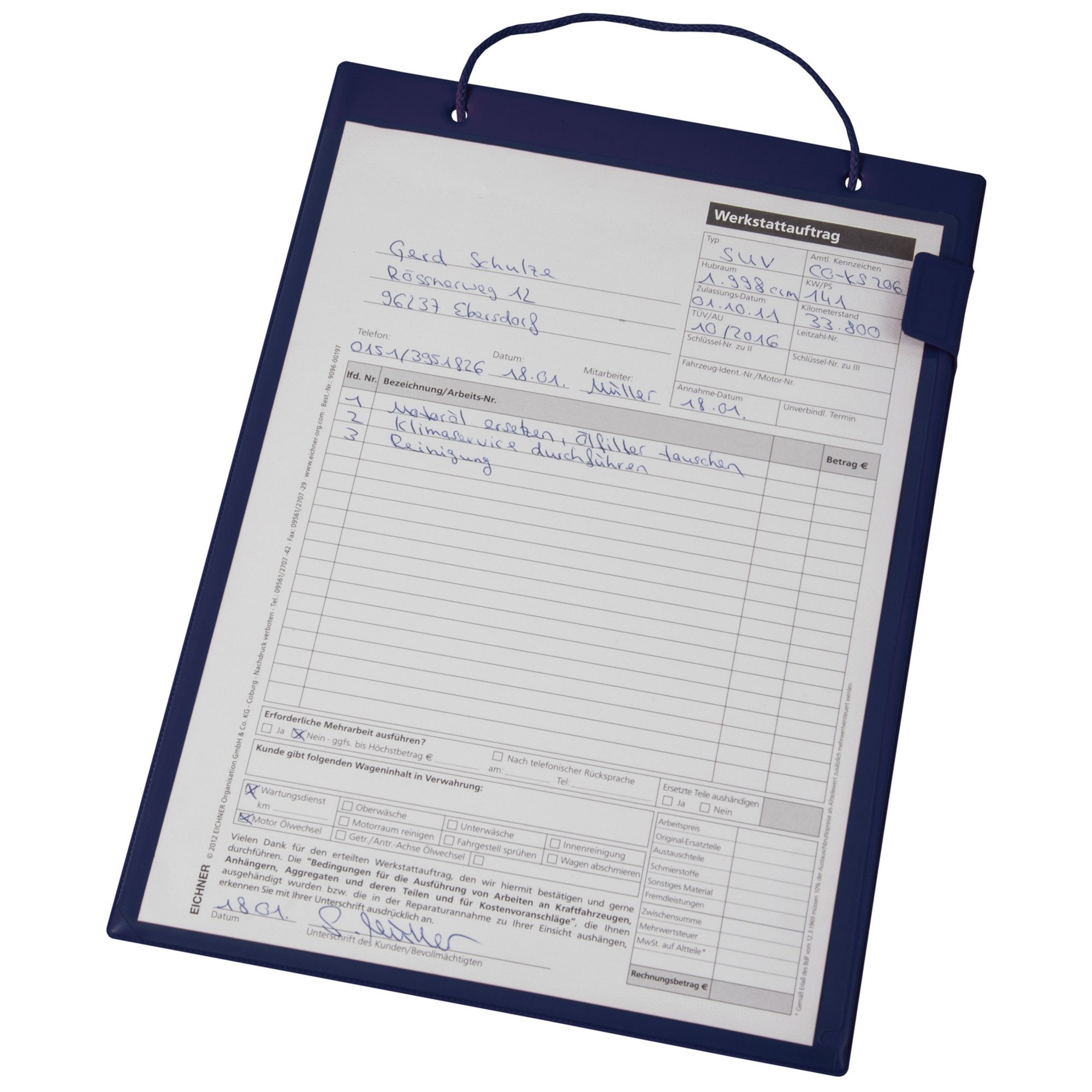EICHNER Schreibmappe Auftragstasche Basic 9015-00285 A4 blau