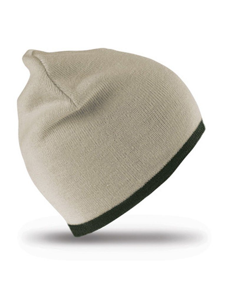 Goodman Design Beanie Winter Fit Stone/OliveGreen Strickmütze Fashion Mütze Waschbar Hat Wendbar