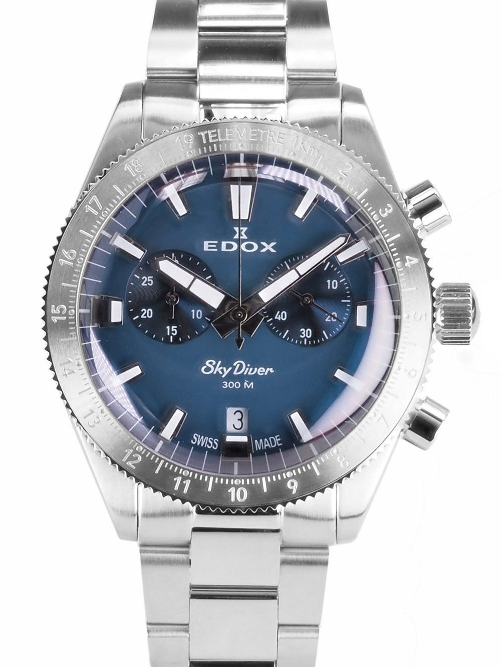Edox Schweizer Uhr Limited Herren Uhr Chronograph Skydiver 10116 3 BUIDN Skydiver, Limitiert auf 1000 Stück