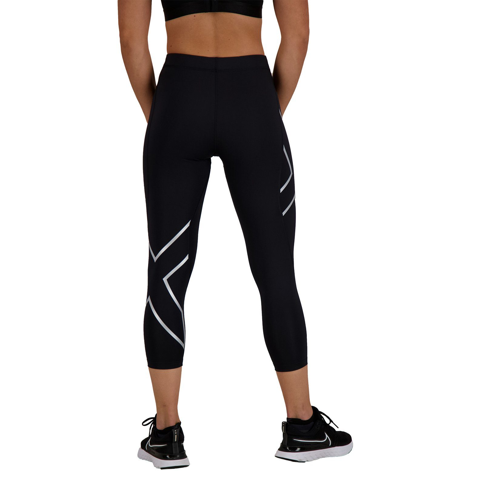 2xU 7/8-Leggings Kompressionshose lang Core Kniesehen und Adduktoren, Wadenmuskeln 7/8 reduzieren um Compression für (1-tlg) Quadrizeps, Gesäß, Kompressionsunterstützung Tights Muskelvibrationen zu