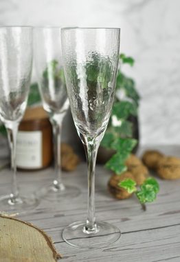 Sendez Sektglas 6 Sektgläser mit Hammerschlag-Effekt Champagnergläser Sektglas, Glas