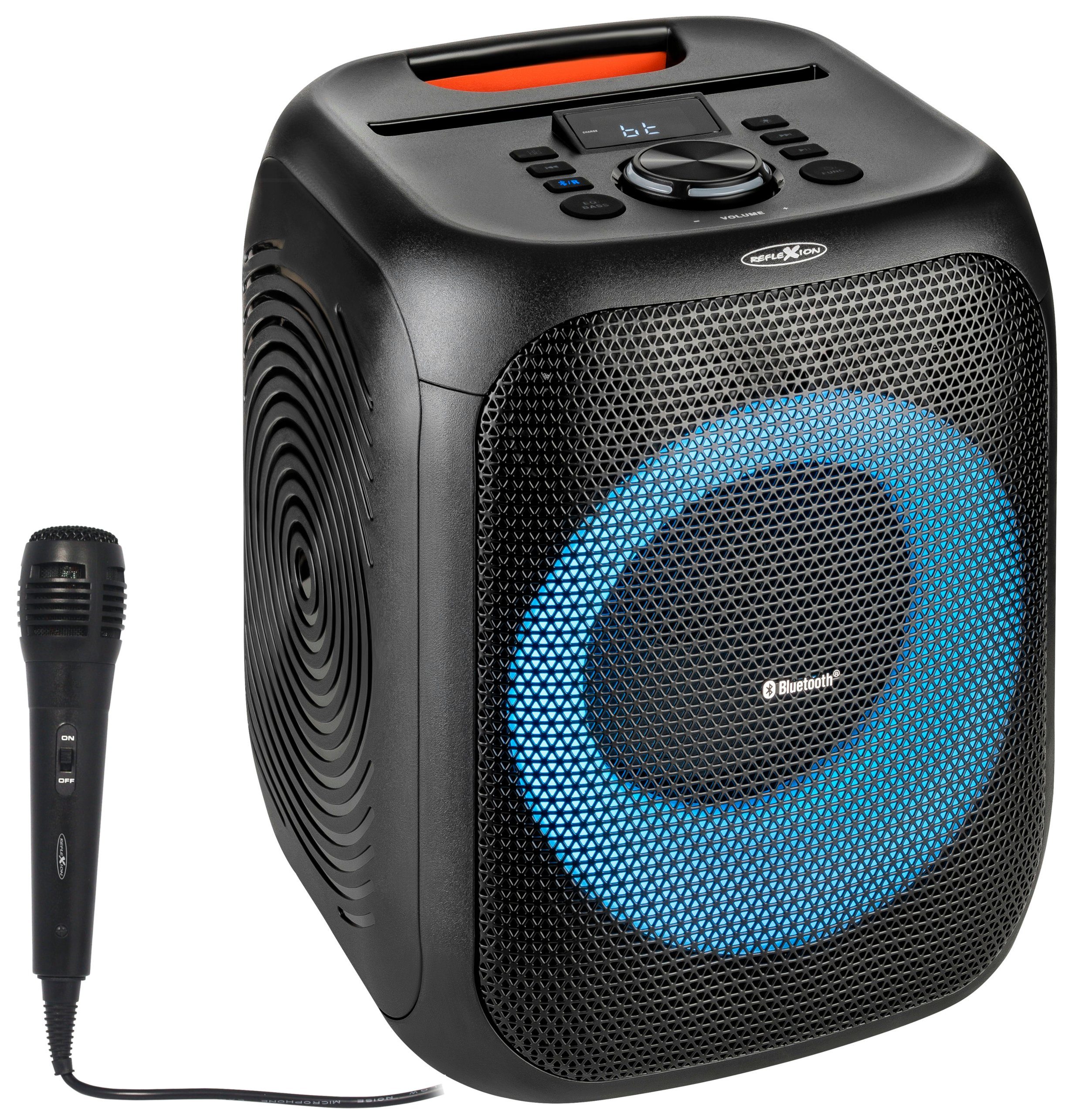 Reflexion PSX11BT LED Beleuchtung mit verschiedener Modi-Auswahl Party-Lautsprecher (Bluetooth, 500 W, Bluetooth, Karaoke, Disco-Licht Effekte, Equalizer, Super Bass-Taste)