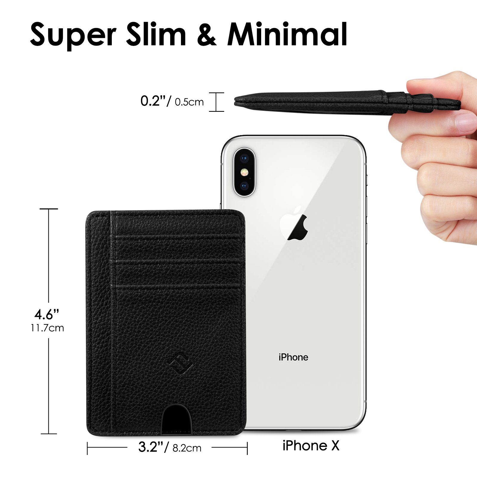 Fintie Geldbörse Flache Geldbörse Kartenetui, Premium Kunstleder RFID-Blocker, Slim Geldbeutel Kreditkartenetui mit ID-Fenster & Schnellzugriff-Fach