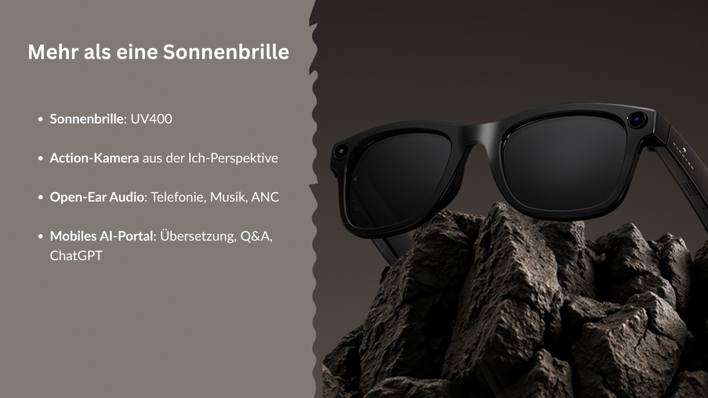 imiki Brille Smart Glasses mit 8MP Kamera, KI & Audio, Touch control, IP54 Schutz, 8MP Kamera, AI-Powered Assistent