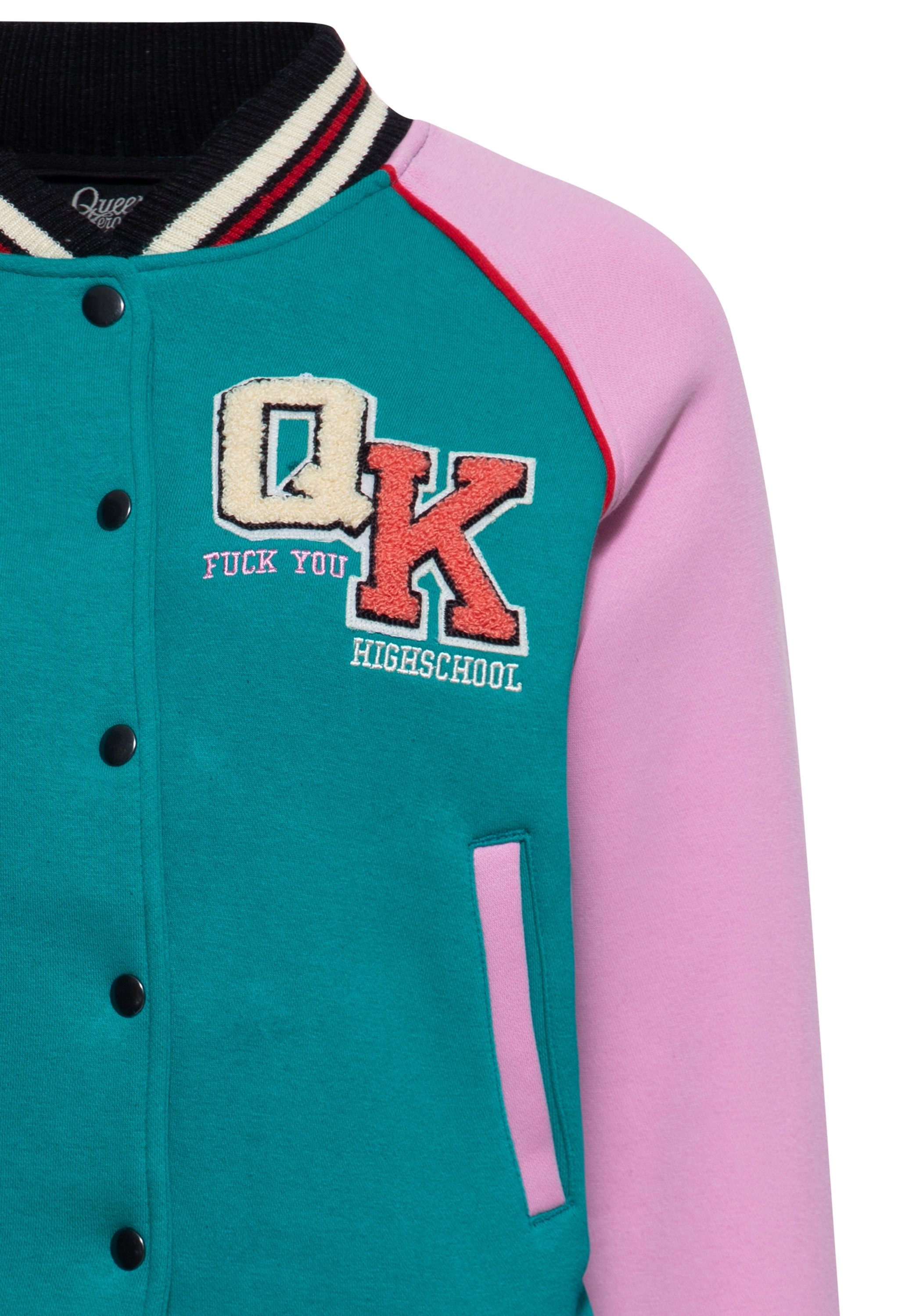QueenKerosin Collegejacke Lucky Cat (1-St) mit Raglanärmel