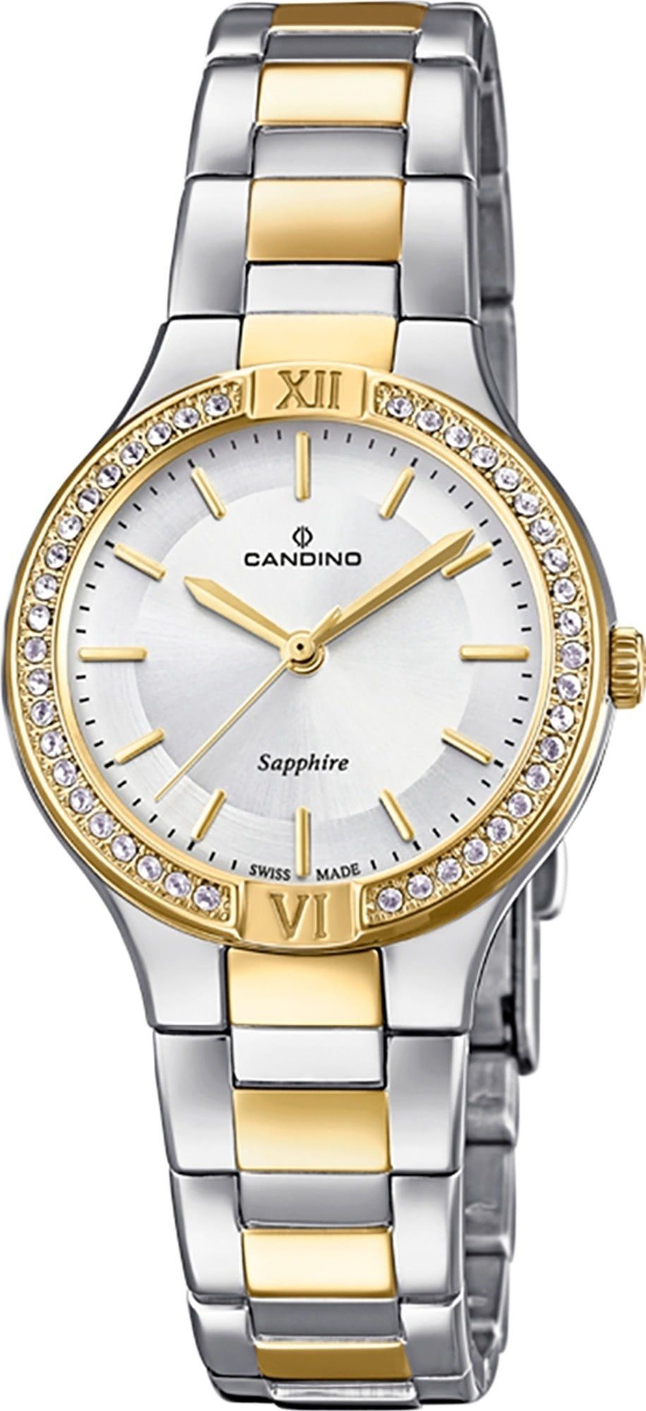 Candino Quarzuhr Candino Damen Uhr Analog C4627/1, Damen Armbanduhr rund, Edelstahlarmband silber, gold, Fashion