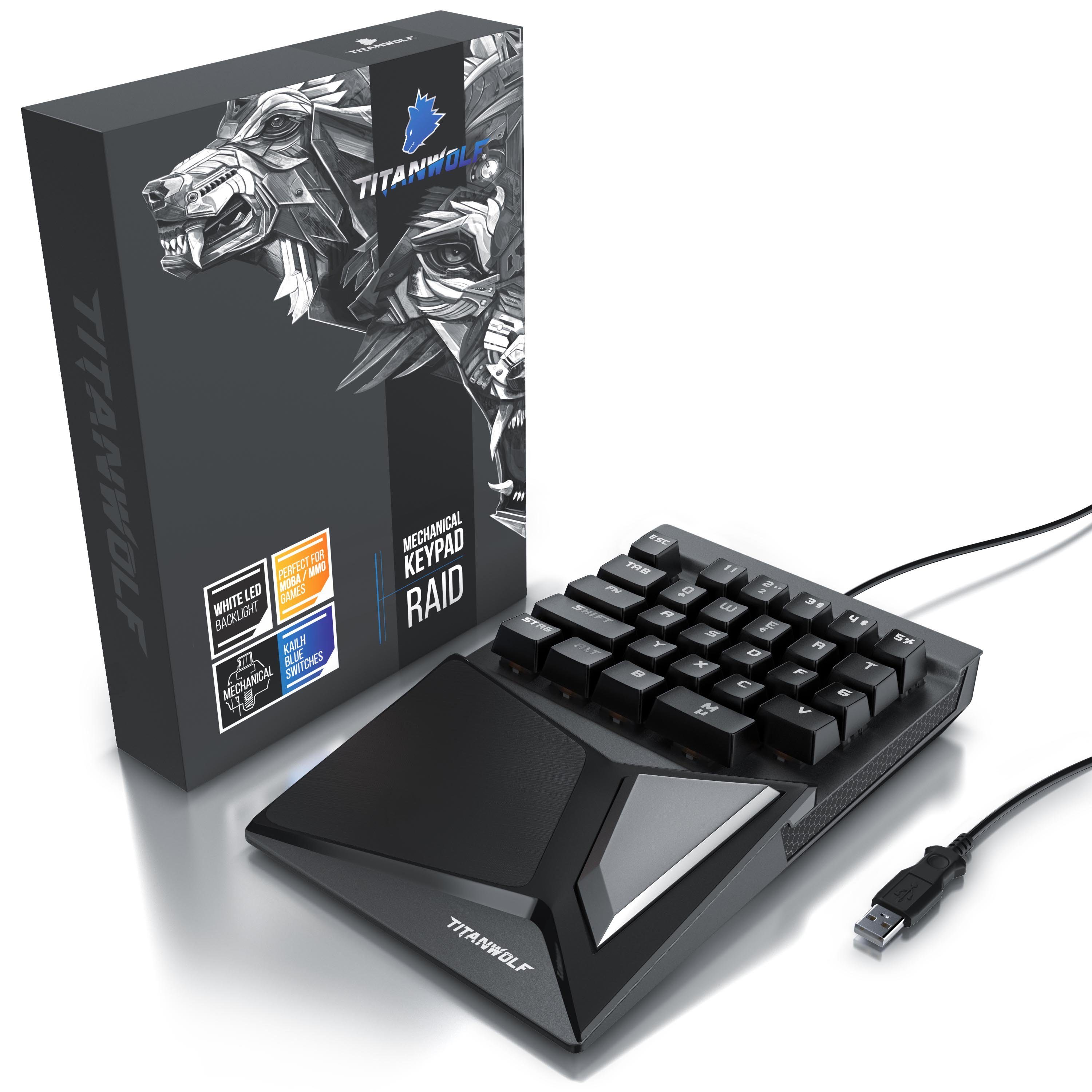 Titanwolf Gaming-Tastatur 28 Tastatur Keypad Einhandtastatur) Tasten, mit Gaming (mechanische