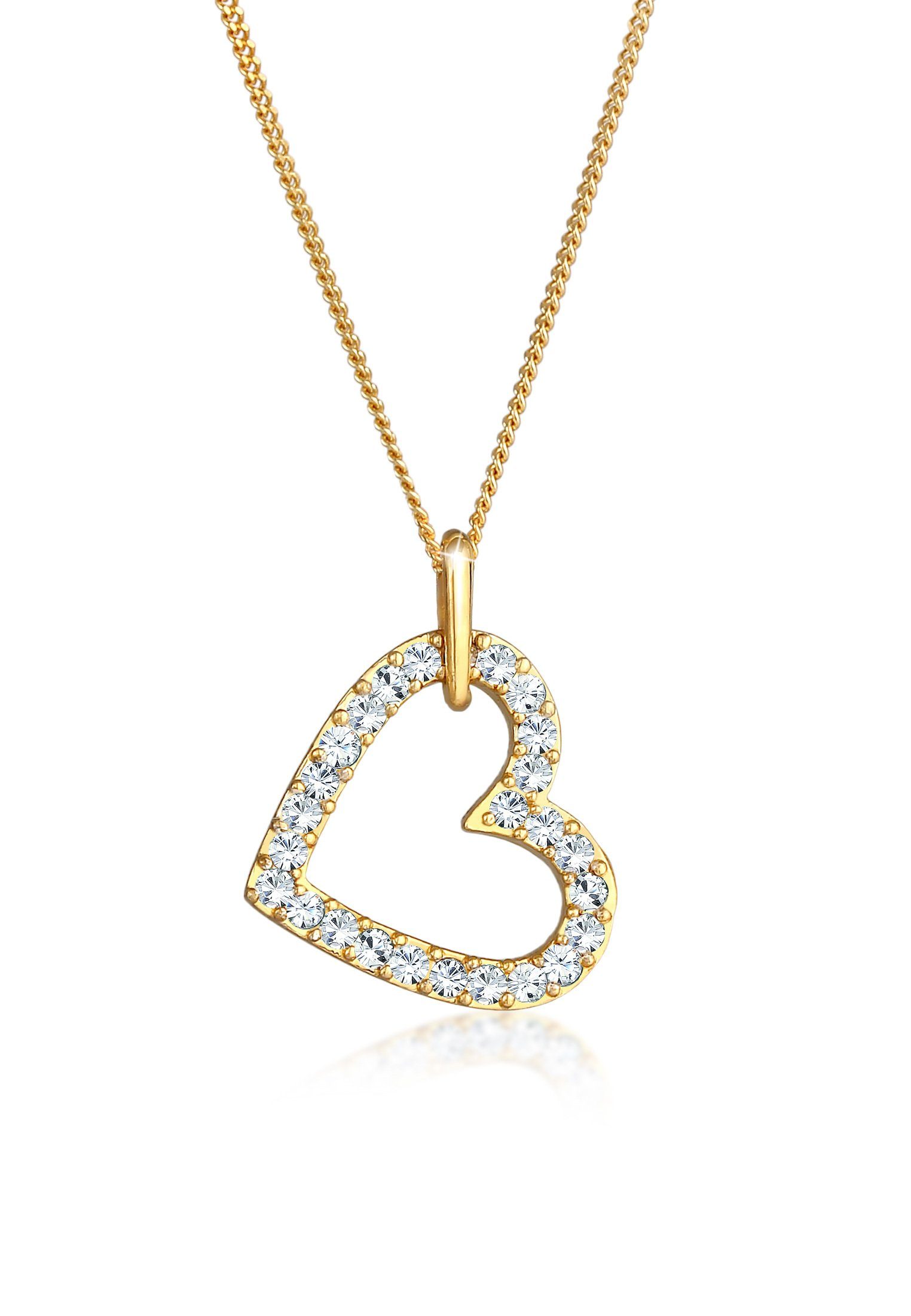 Elli Kette mit Anhänger Herz Anhänger 925 Silber, mit Kristallen von Swarovski®, Herz