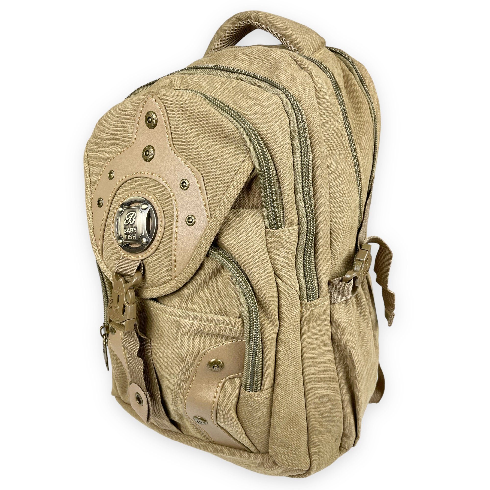 Taschen4life Freizeitrucksack Babyfish Rucksack BA01, Stoffrucksack, Laptopfach, robuster Canvas, uni & camouflage