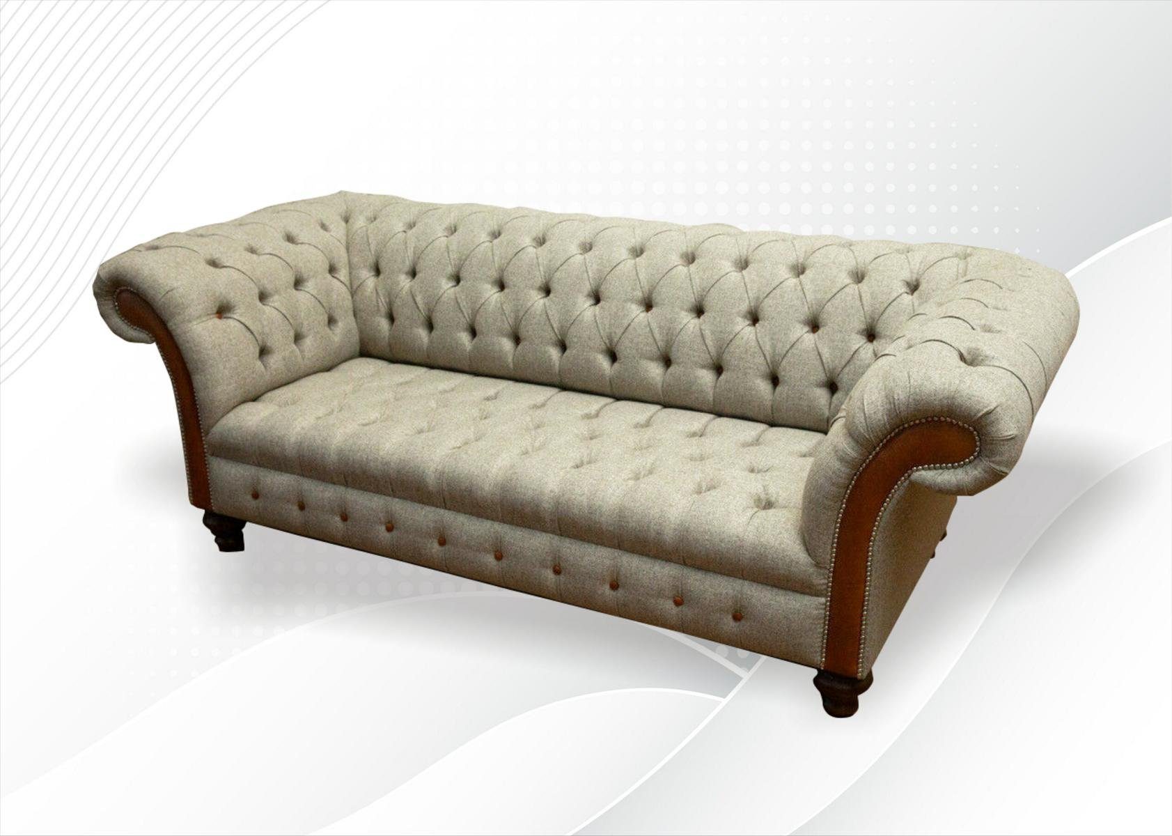 Stilvoller Neu, Chesterfield-Sofa JVmoebel Dreisitzer Möbel Europe in Made Beiger Chesterfield Design Luxus