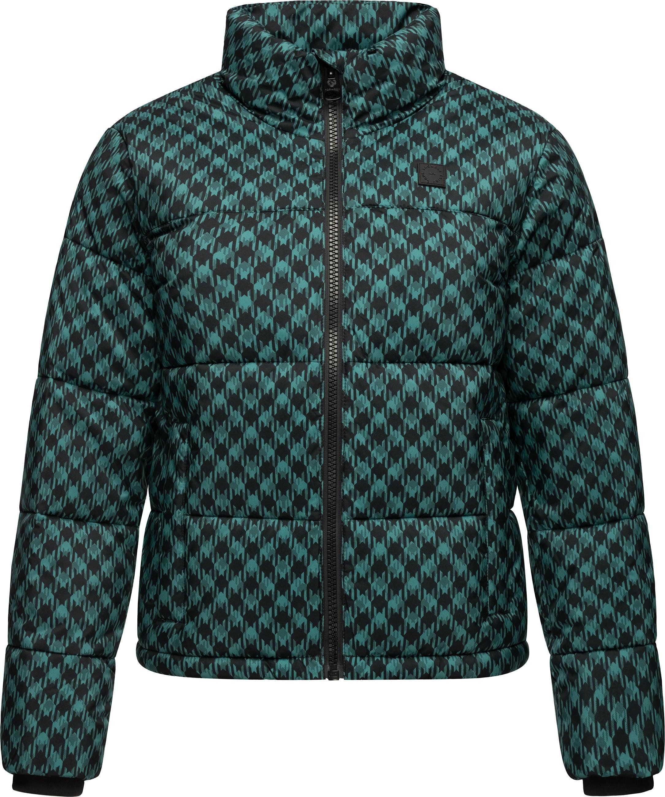 Ragwear Winterjacke Serah Print wasserdichte Winter Steppjacke mit Hahnentritt Muster