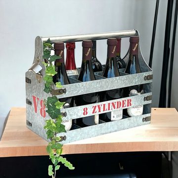 DanDiBo Flaschenträger Weinträger Metall mit Öffner Flaschenträger 8 Zylinder V8