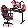 Gaming Schreibtisch mit Rot Stuhl Set