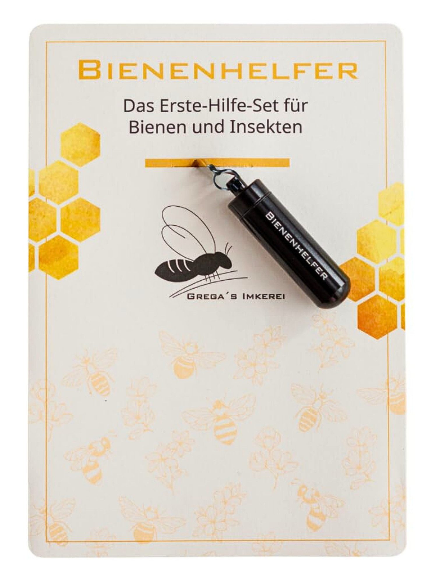 Grega´s Imkerei Insektenhotel Bienenhelfer Set Erste-Hilfe-Schlüsselanhänger für Bienen & Insekten, (1-St., Speziell entwickelter Futtersirup, hält 12 Monate), Soforthilfe für erschöpfte Wildbienen und Insekten.