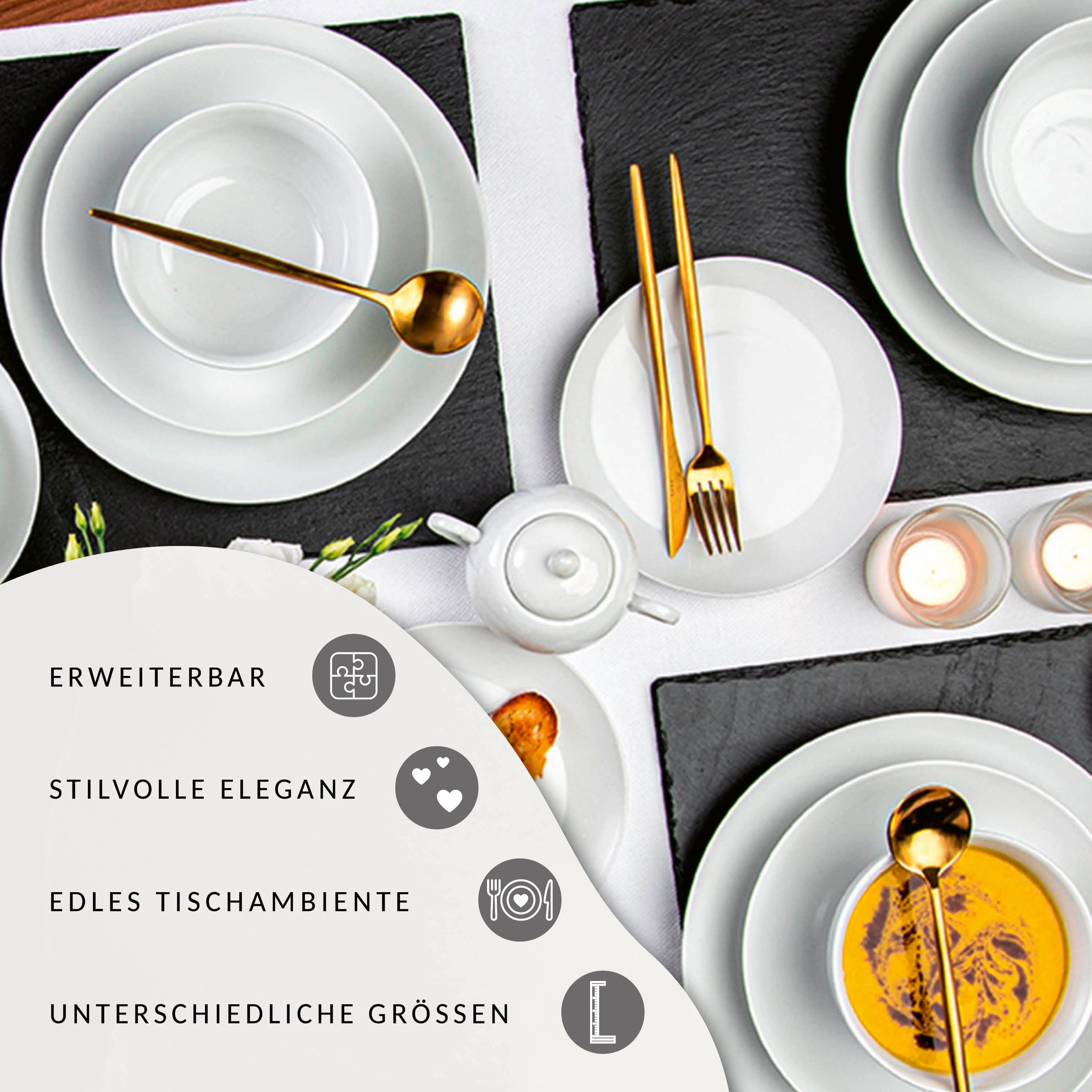 SÄNGER Kaffeeservice New Port Kaffeetassen Set, Weiß (12-tlg), 6 Personen, Porzellan, 250 ml, Premium Collection