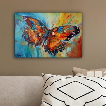 OneMillionCanvasses® Leinwandbild Schmetterling - Farben - Kunst - Malerei, (1 St), Wandbild Leinwandbilder, Aufhängefertig, Wanddeko, 30x20 cm