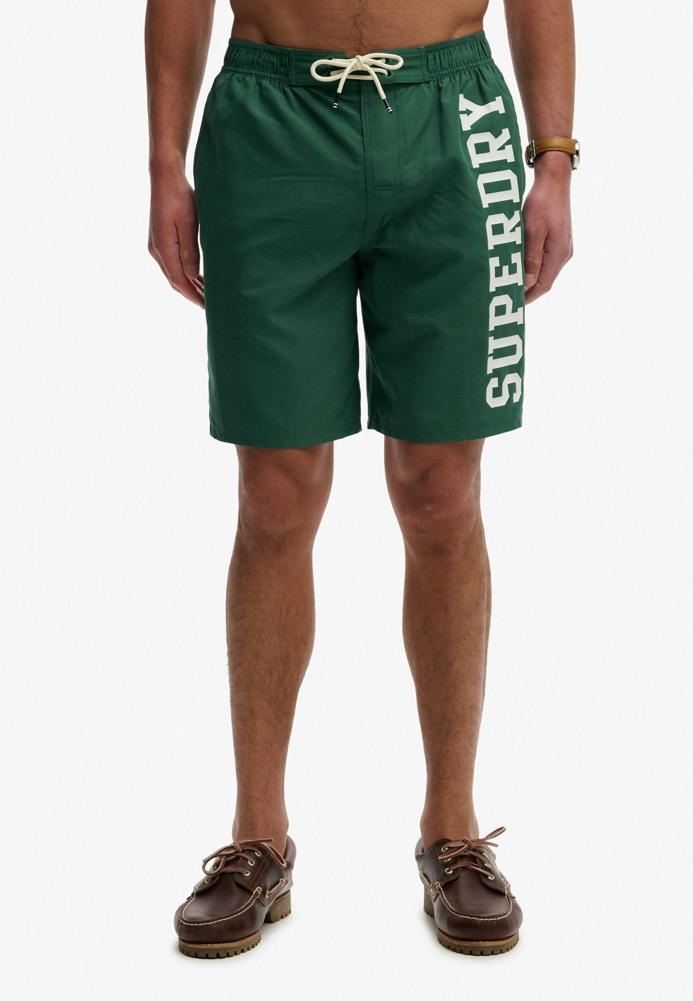 Superdry Badeshorts LOGO 19 BOARDSHORT lockere Passform, bedruckte Optik, aus Polyester