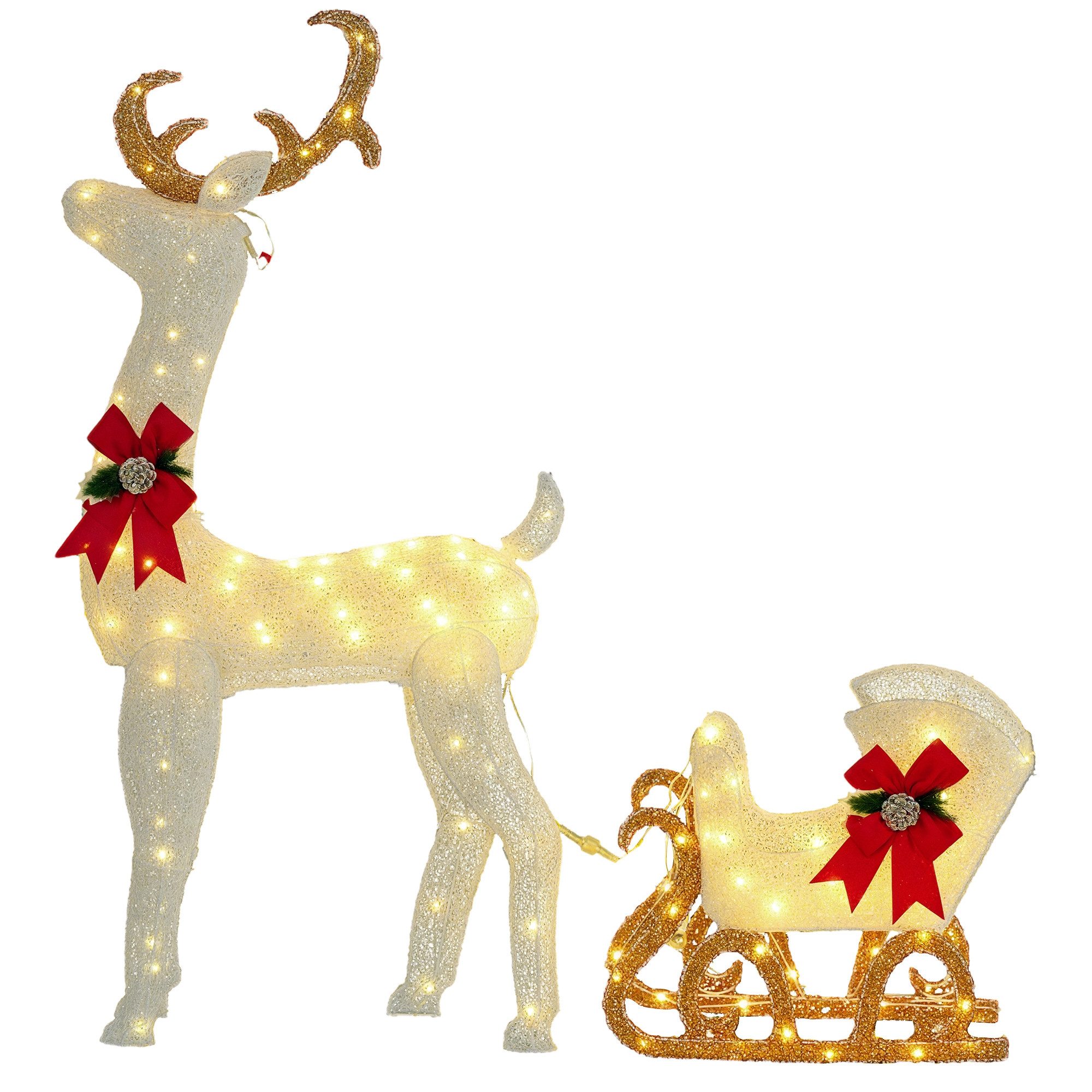 Outsunny Weihnachtsfigur LED Rentier und Schlitten günstig online kaufen
