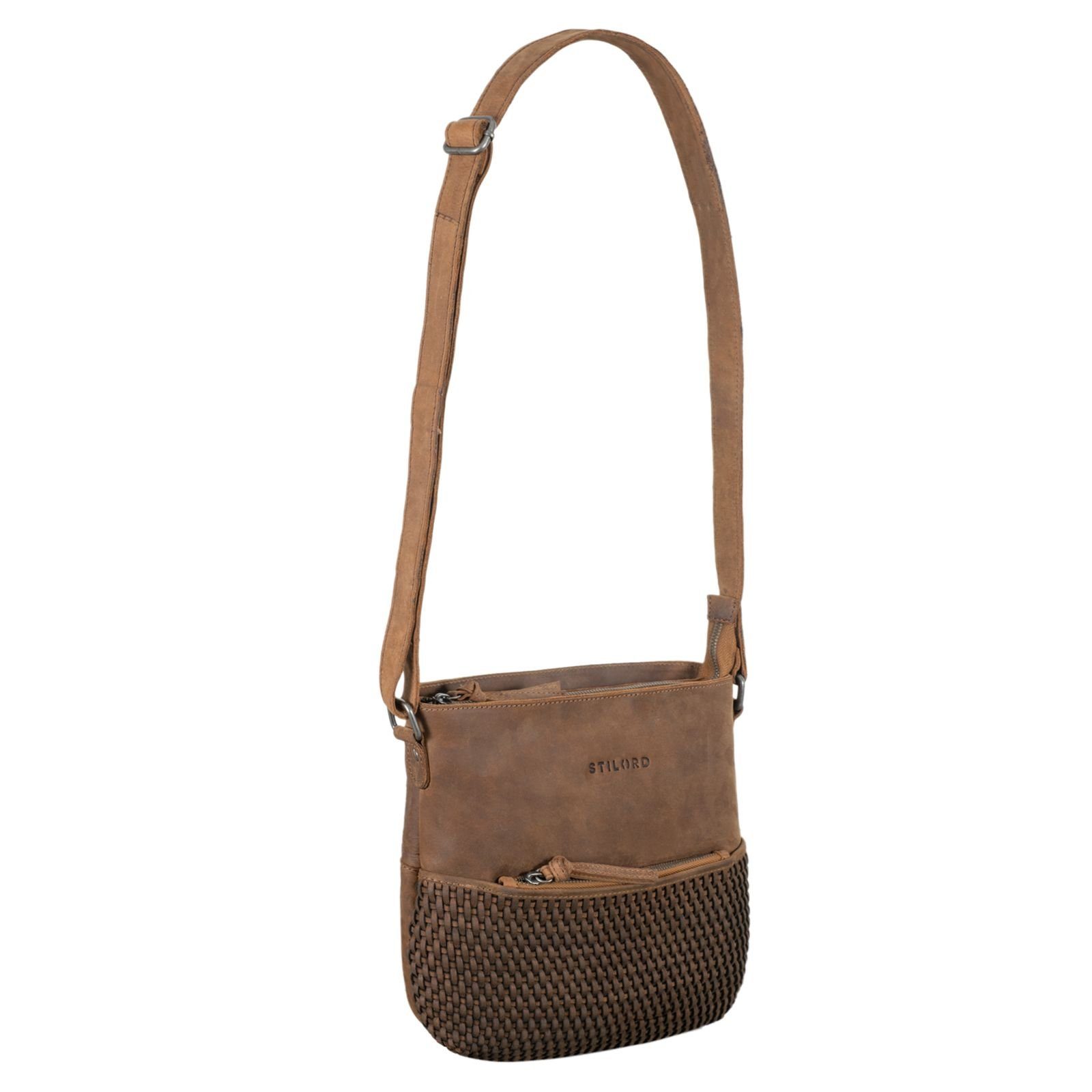 tarragona braun - STILORD Handtasche geflochtenes "Liz" Damentasche Leder