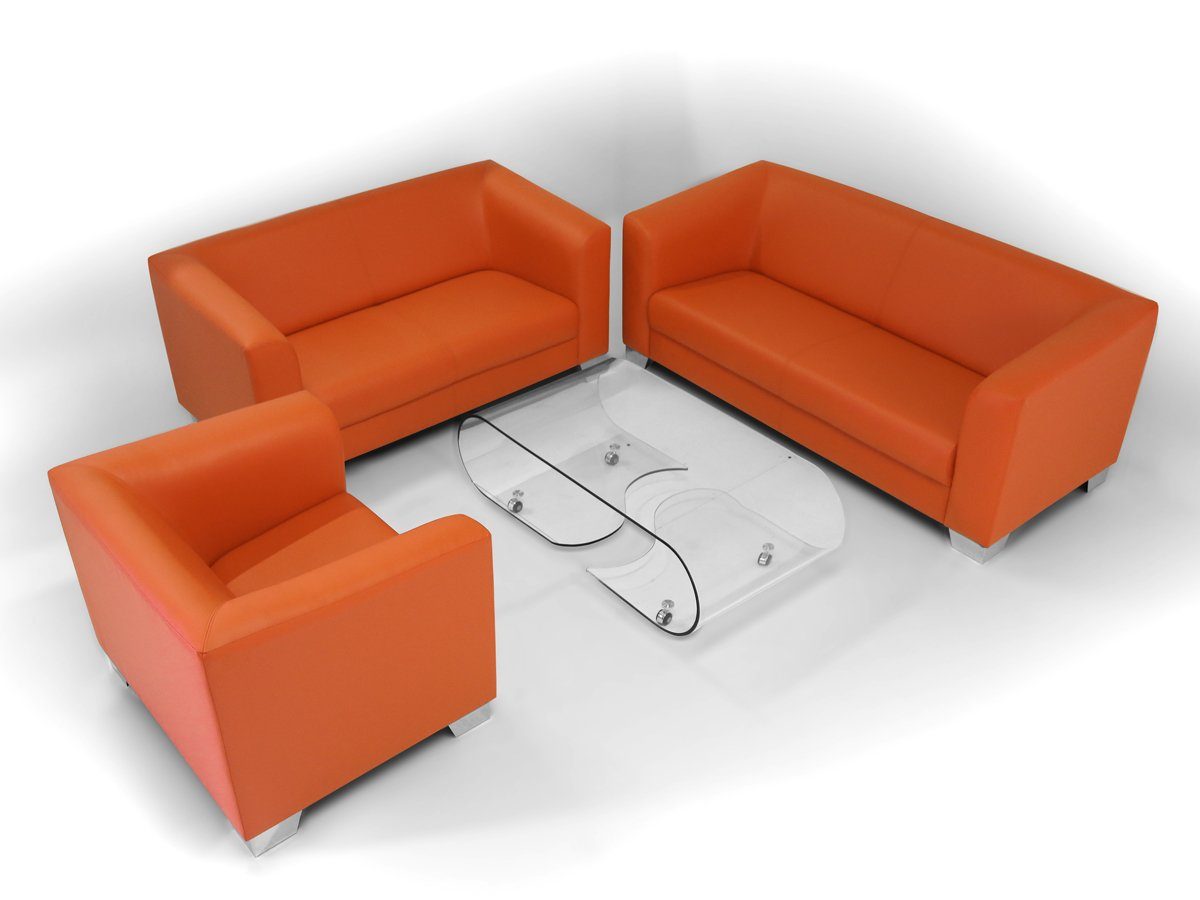 orange Moebel-Eins Sofa CHICAGO Sofagarnitur 3-2-1