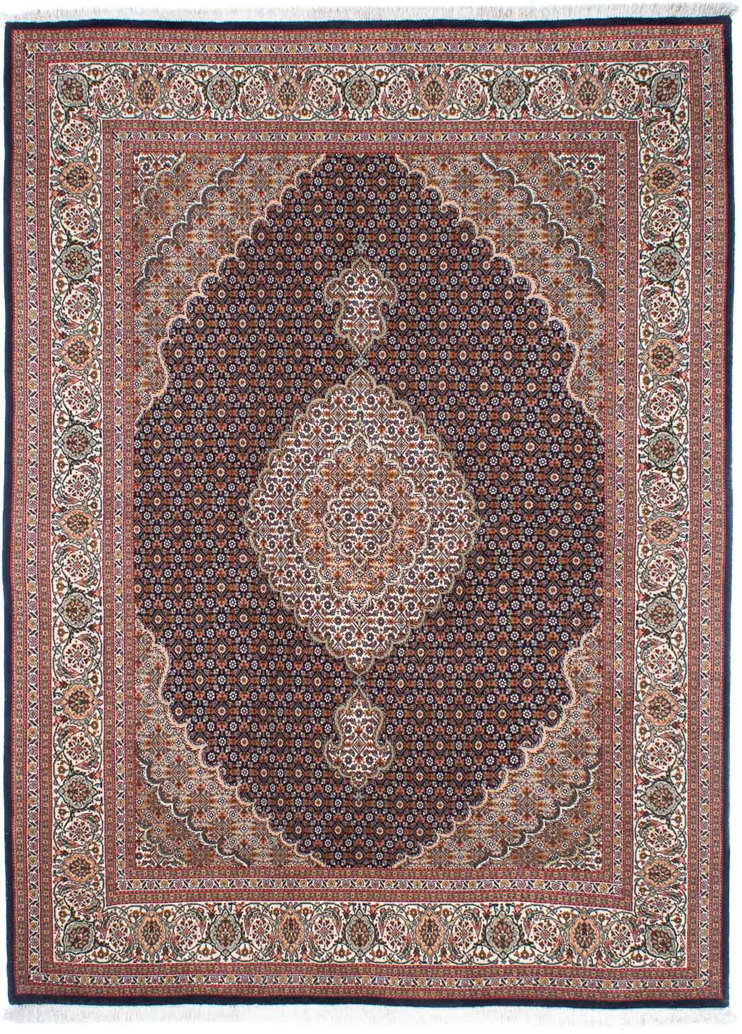 Orientteppich Perser - Täbriz - dunkelbraun, 155 Zertifikat mm, Wohnzimmer, 210 Höhe: mit 10 cm - x Handgeknüpft, Einzelstück rechteckig, morgenland
