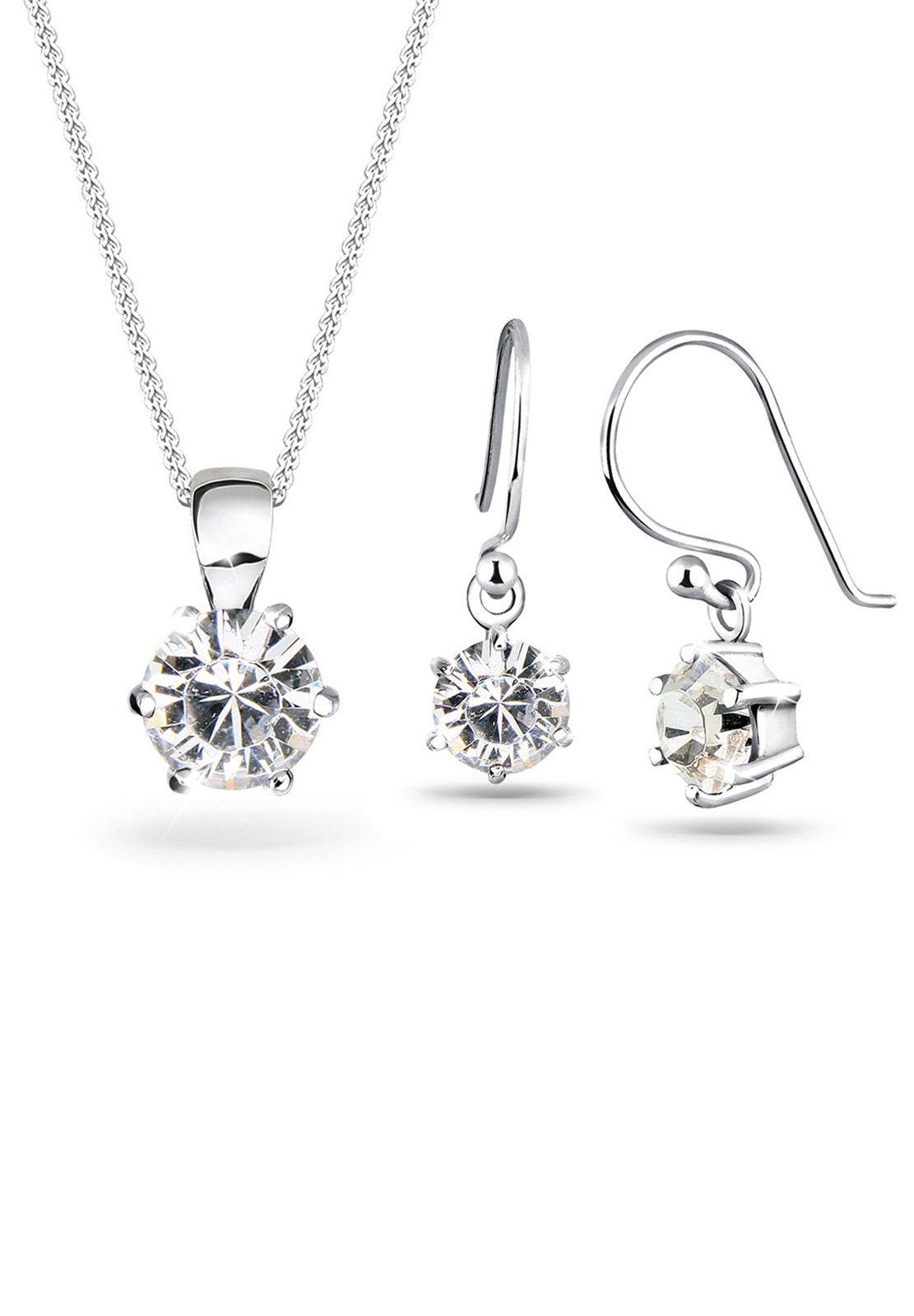 Schmuckset Weiß 925 Sterling Silber, mit Kristallen von Swarovski®