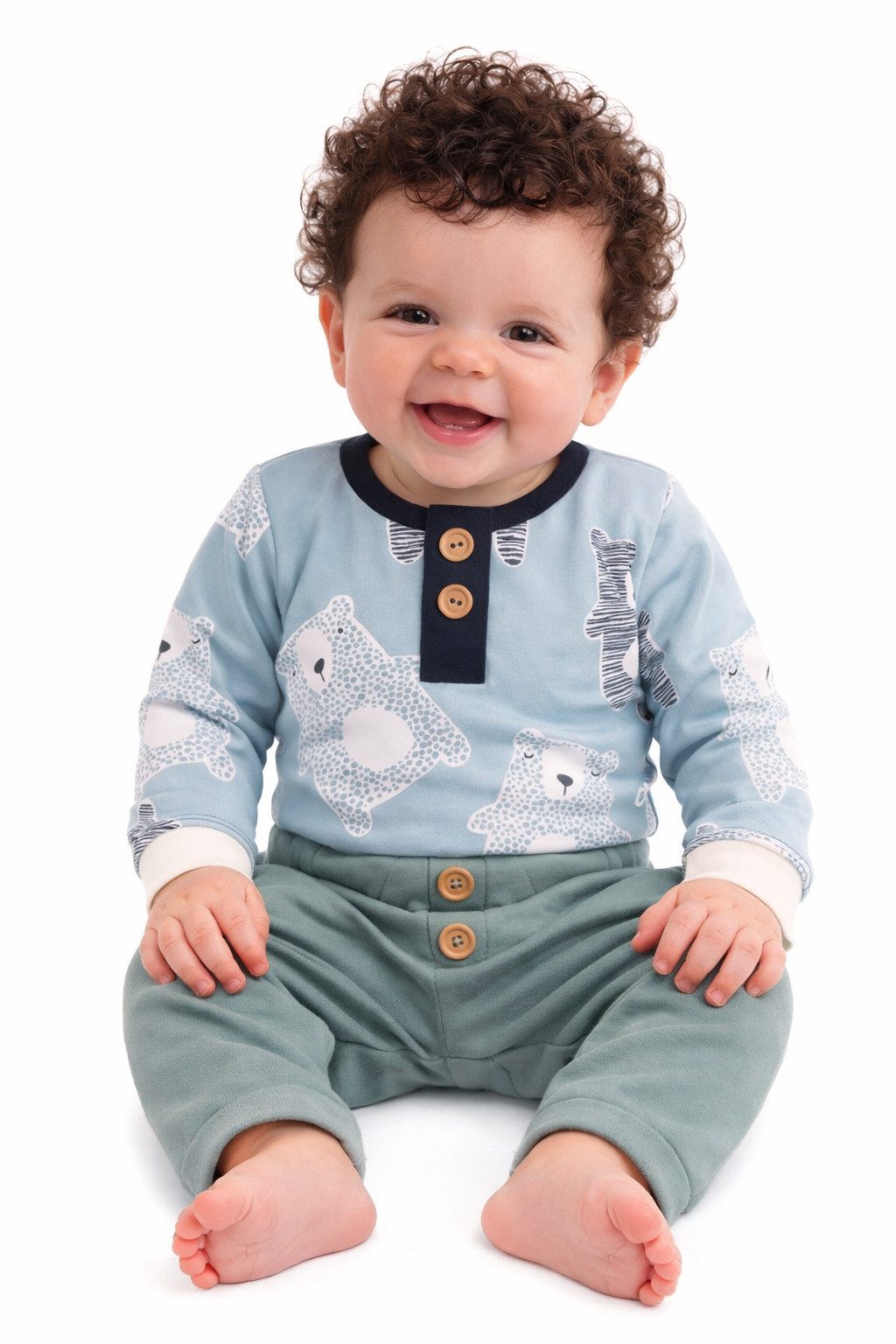 Body & Hose Baby Anzug Langarmbody Schlupfhose Erstlingsset mit Bärchen