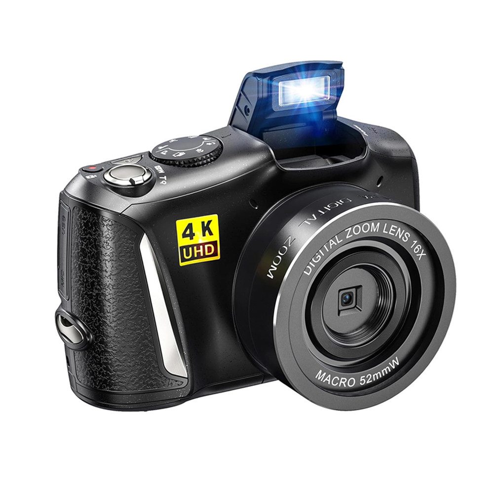 HT R3S Kompaktkamera (Digitalkamera Fotokamera 1080P 48MP mit 16x zoom und Makro-Objektiv)