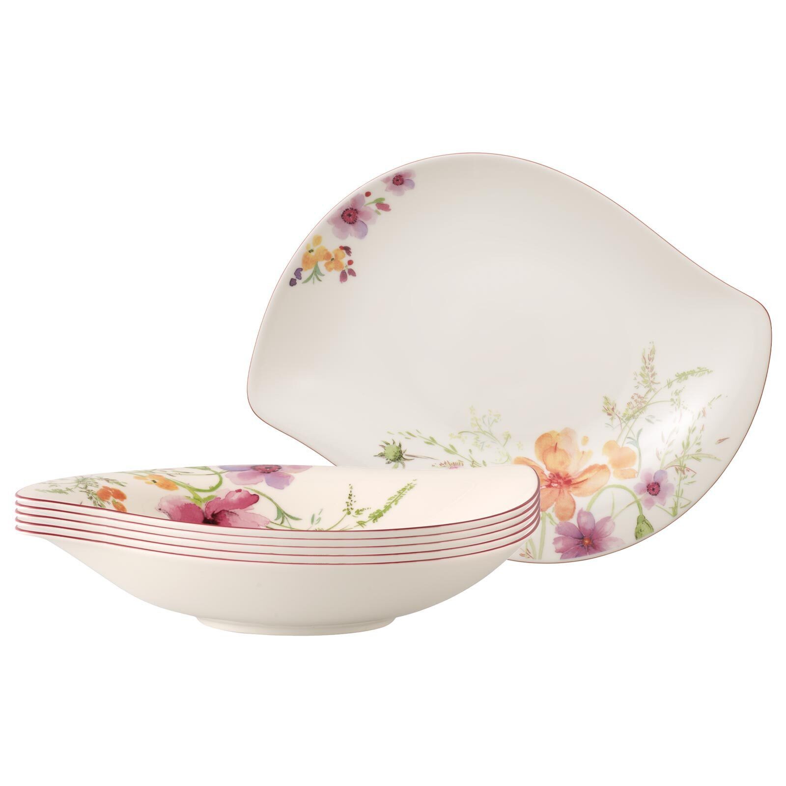 Villeroy & Boch Schale Mariefleur Serve & Salad Schalen 600 ml 6er Set, Porzellan, (6 Schalen, 6-tlg)