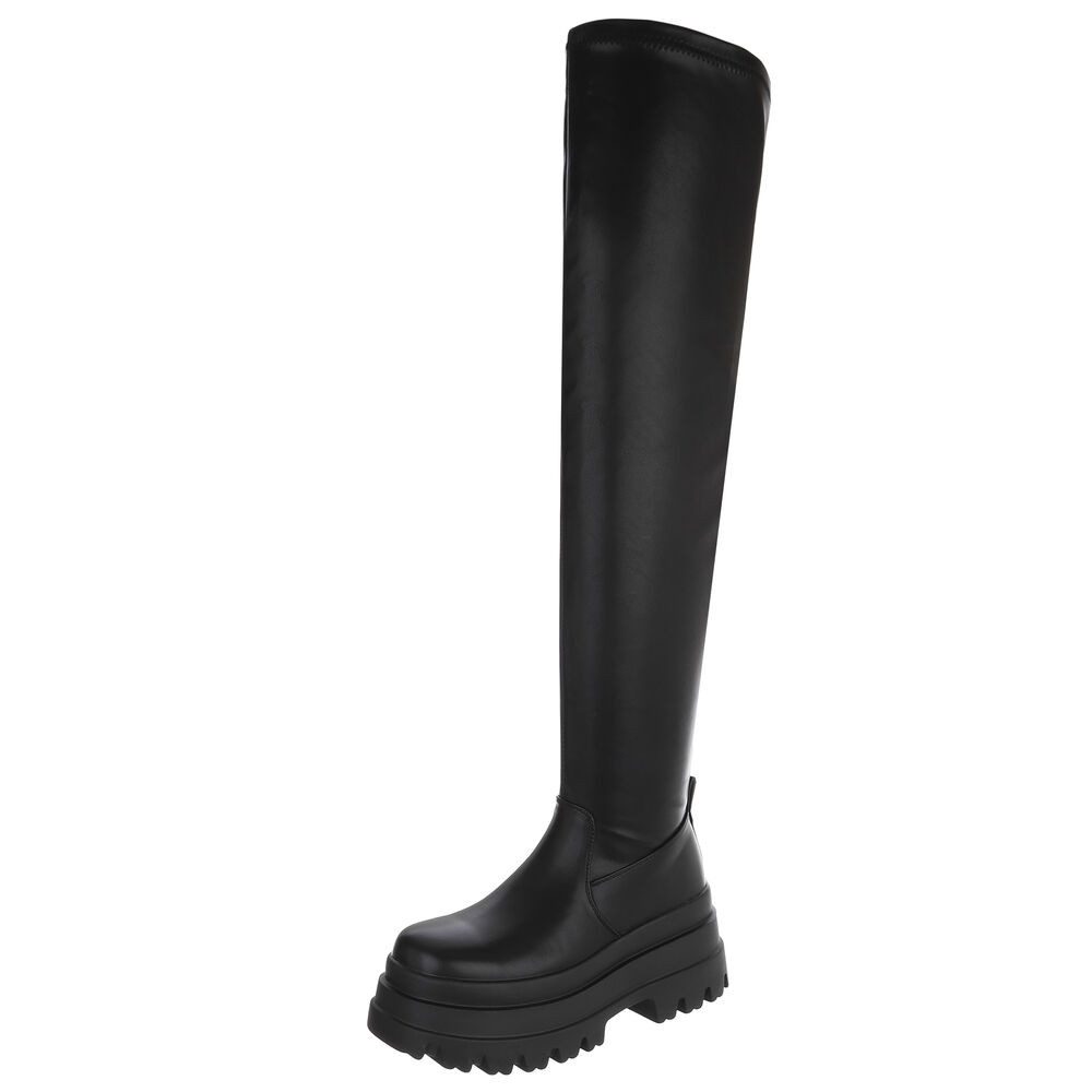 Ital-Design Modische Überknee-Stiefel mit Plattform für Damen Plateaustiefe günstig online kaufen