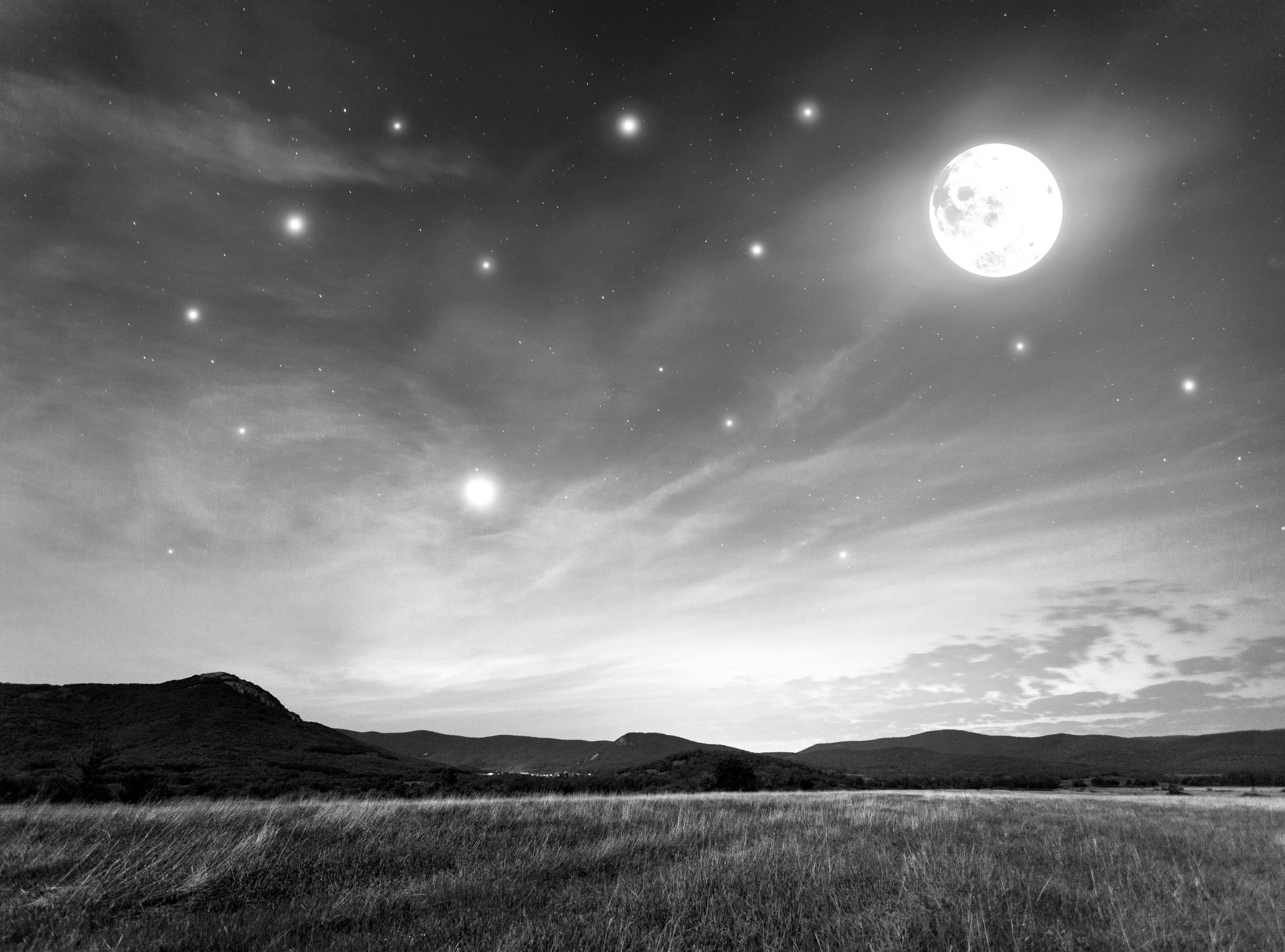 Papermoon Fototapete Nachthimmel Schwarz & Weiß