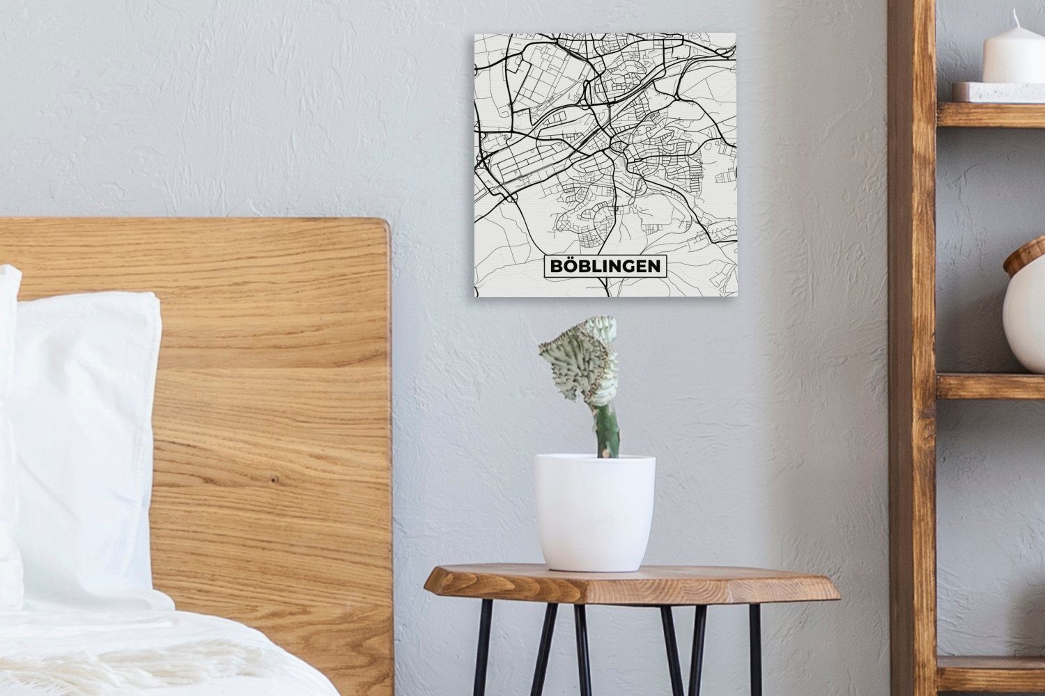 OneMillionCanvasses® Leinwandbild St), Böblingen Karte Stadtplan, Bilder (1 - - für Schlafzimmer Wohnzimmer Leinwand