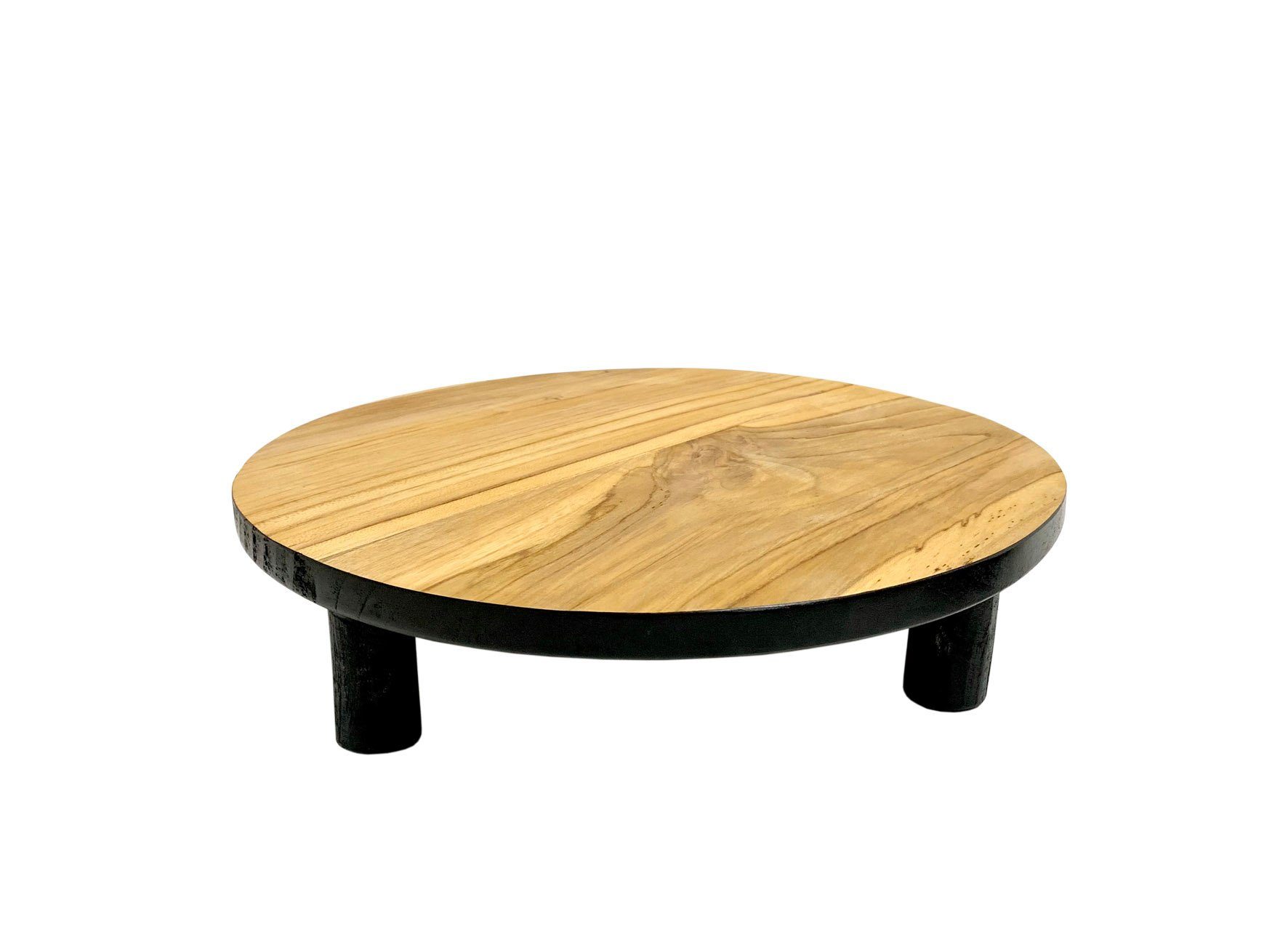 Spetebo Blumenhocker Teak Blumenteller schwarz rund günstig online kaufen
