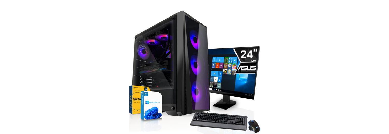 SYSTEMTREFF GamingPCKomplettsystem (24", AMD Ryzen 5 4500, Nvidia Geforce GTX 1660 Ti 6GB, 8