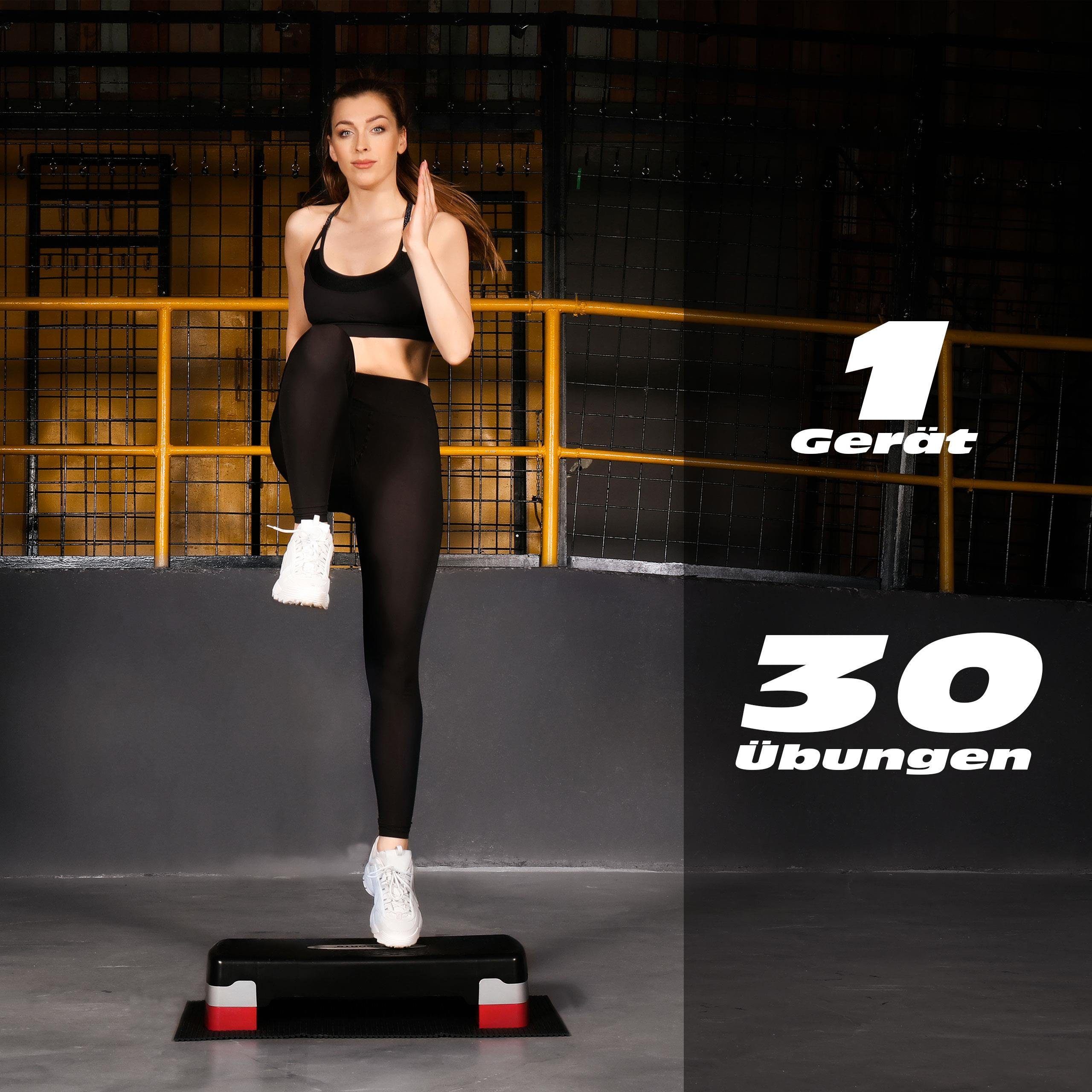ScSPORTS® Stufen Fitness 2 Höhenverstellbar Stepper Aerobic mit Matte Stepper Steppbrett