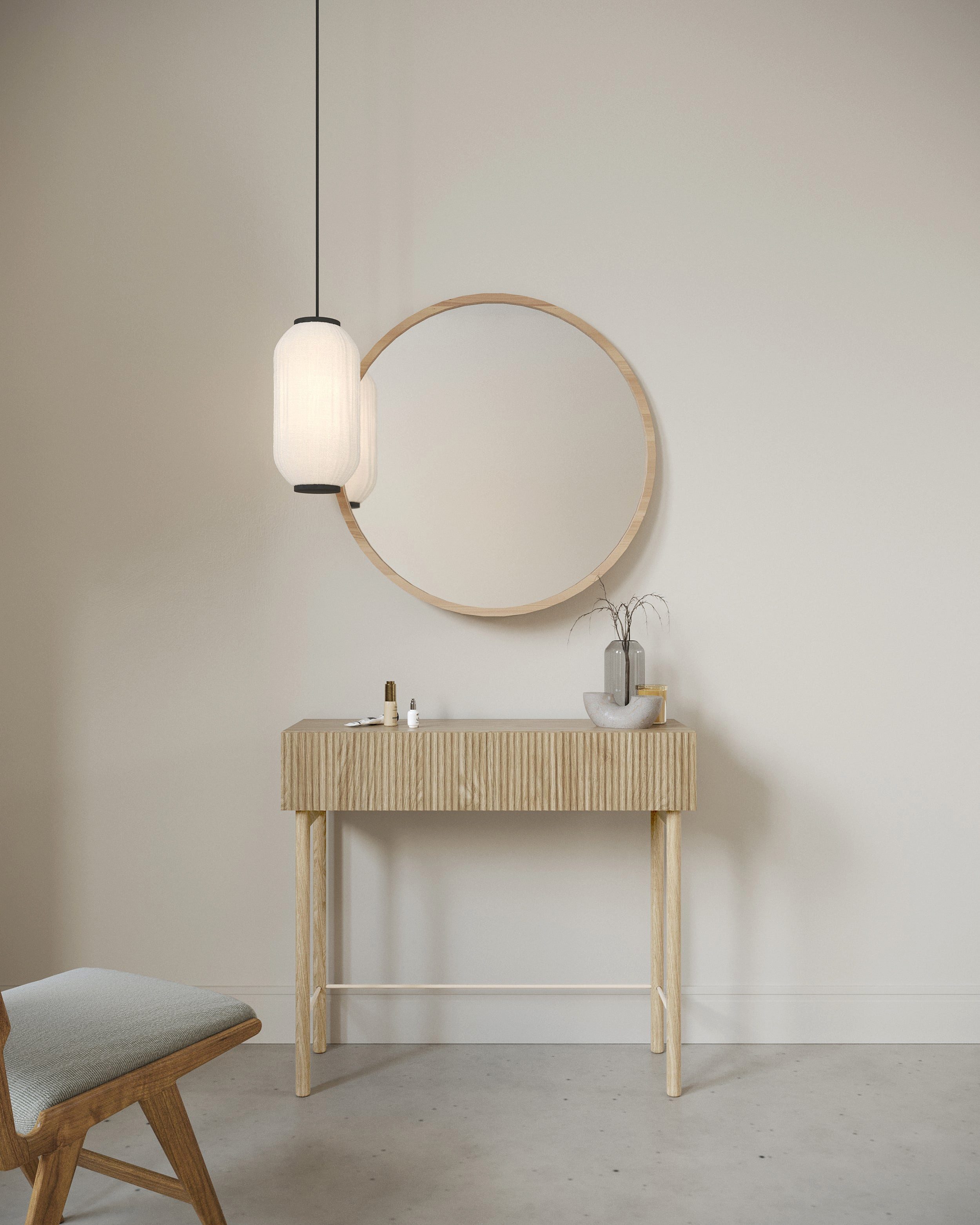 Selsey Konsolentisch NOLIE, mit Schublade, geriffelter Front und Holzbeinen, 90 cm