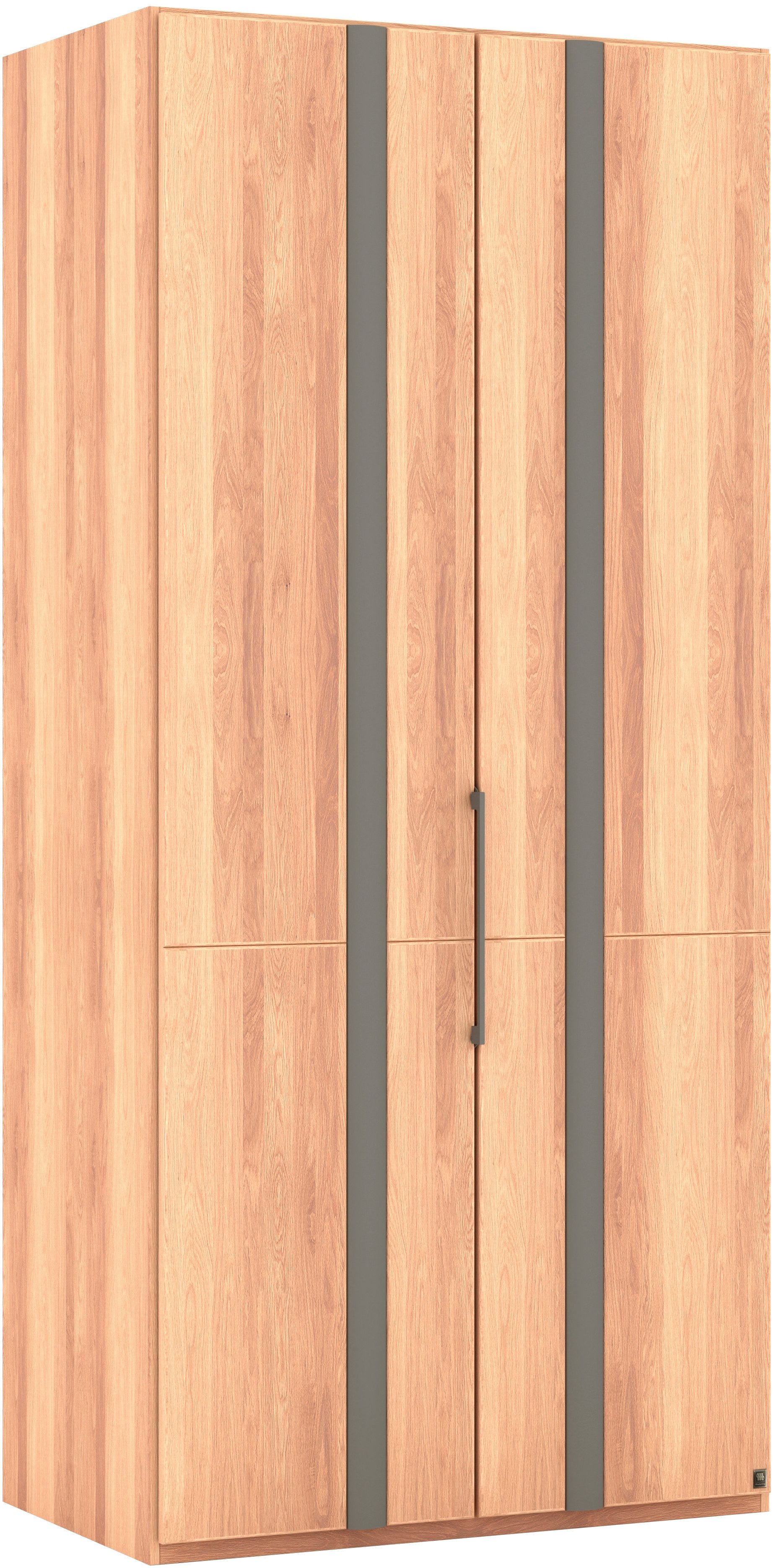 Musterring Kleiderschrank Sorrent, Kleiderschrank, teilmassiv Eiche (mit Türdämpfern, in 5 Breiten & 2 Höhen, extra Böden, MADE IN GERMANY) Türen in Eiche massiv mit Absetzung in Schiefer, verschiedene Maße