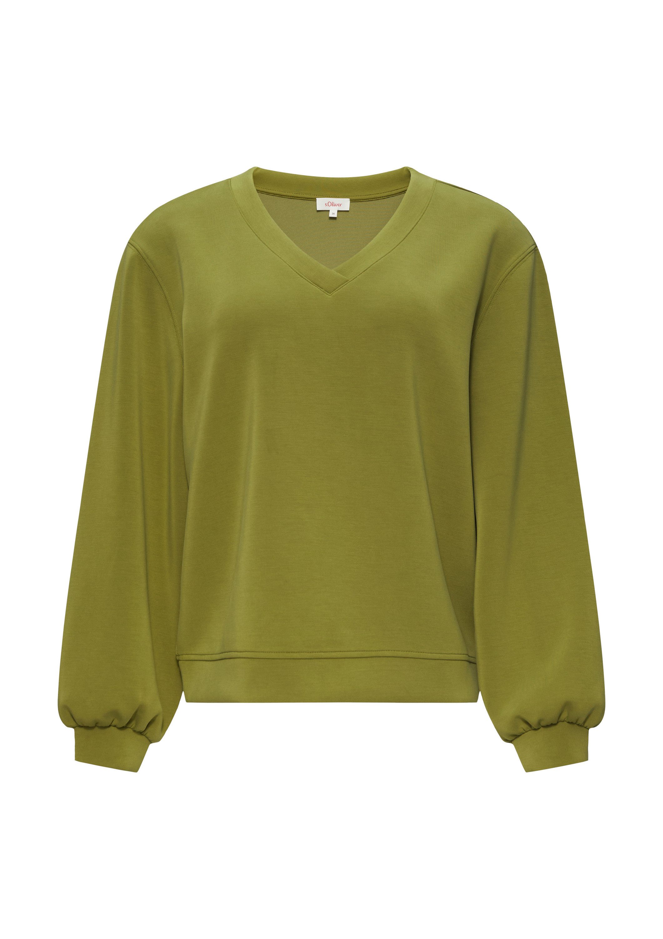 s.Oliver Sweatshirt Sweatshirt Scuba-Sweatshirt mit V-Ausschnitt günstig online kaufen