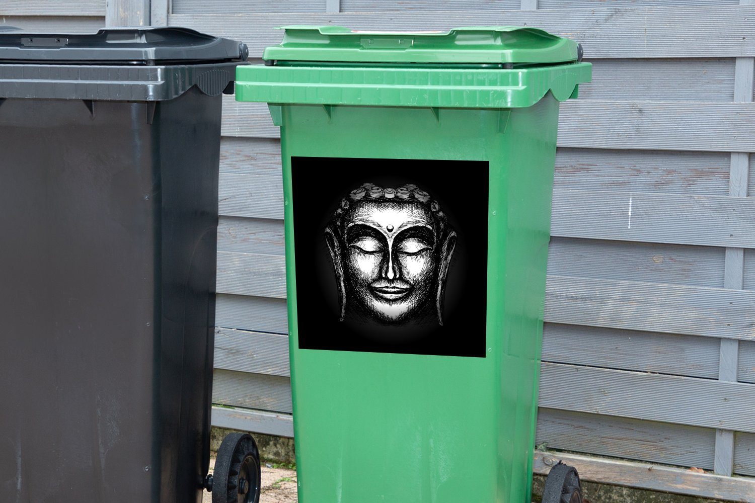 St), Gesicht Mülleimer-aufkleber, Bild - Sticker, Buddha Container, MuchoWow Mülltonne, Abfalbehälter Wandsticker (1 -