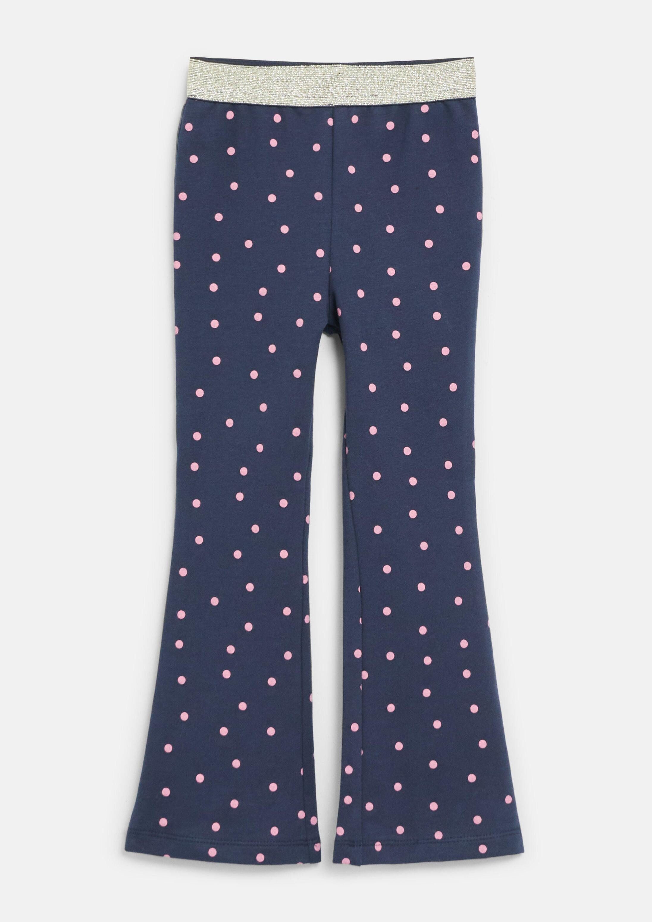 s.Oliver Leggings Leggings Flared-Leg-Leggings mit Glitzerbund und All-over-Print